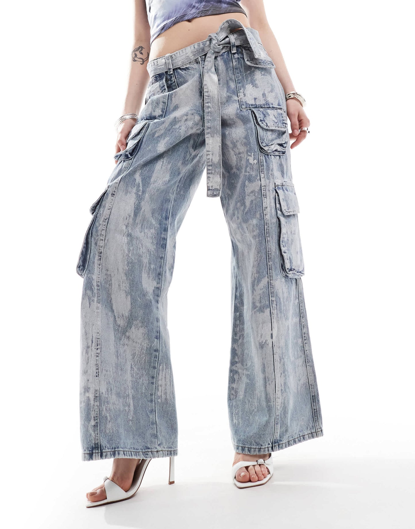 The Kript low rise ultra baggy denim jeans with pocket detail