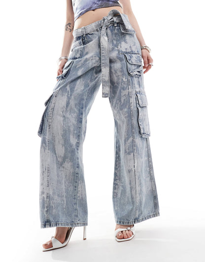 The Kript low rise ultra baggy denim jeans with pocket detail