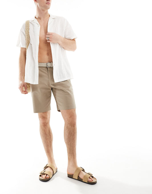 River Island core chino shorts in beige
