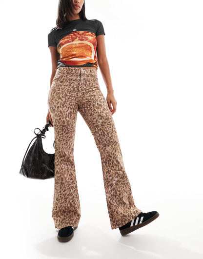 Reclaimed Vintage western leopard flare jean