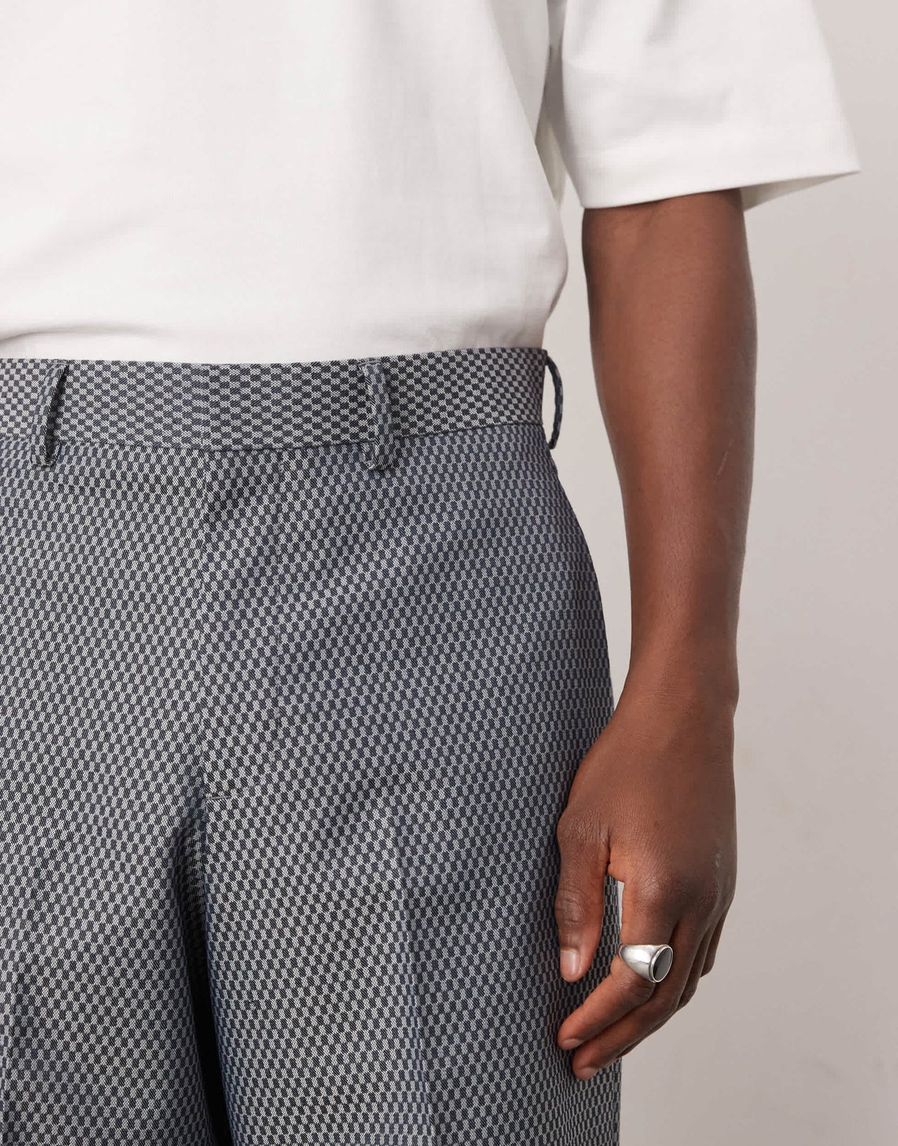 ASOS DESIGN wide suit trousers in grey checkerboard weave