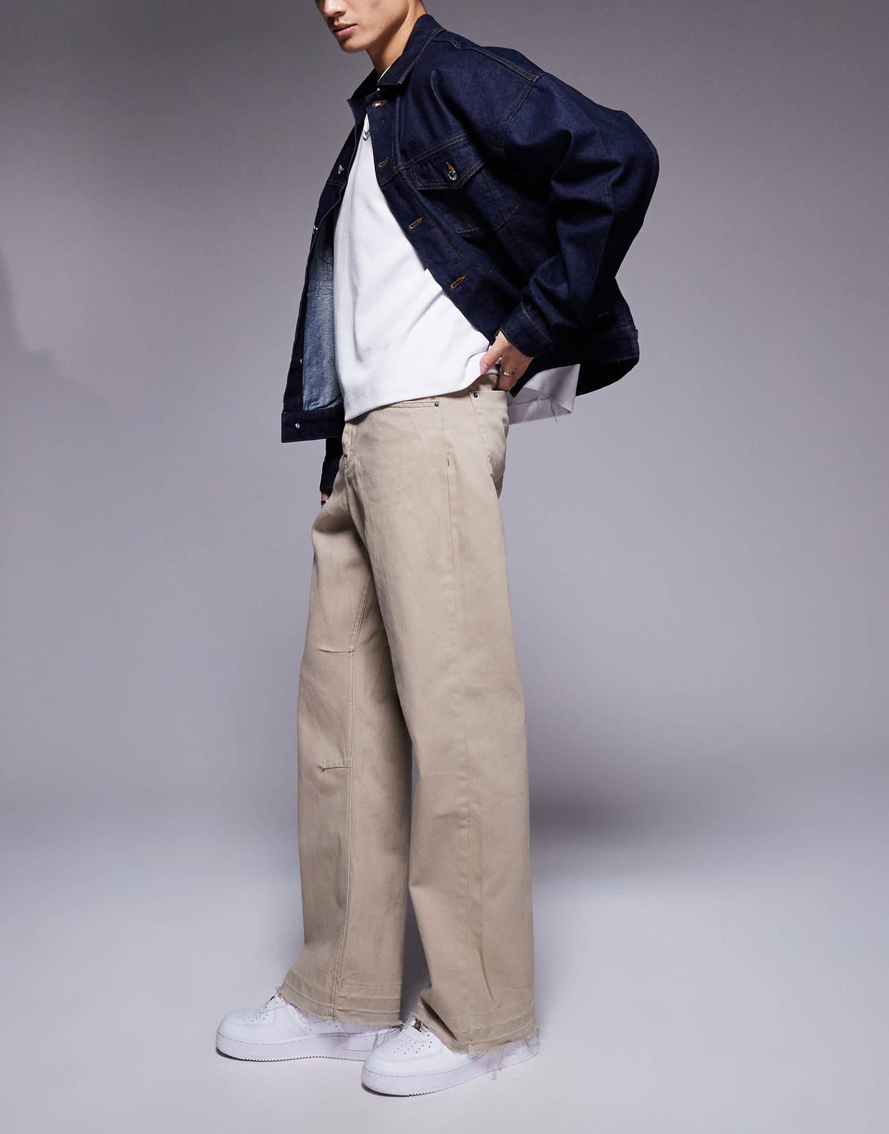 Good For Nothing jeans with raw hem in taupe