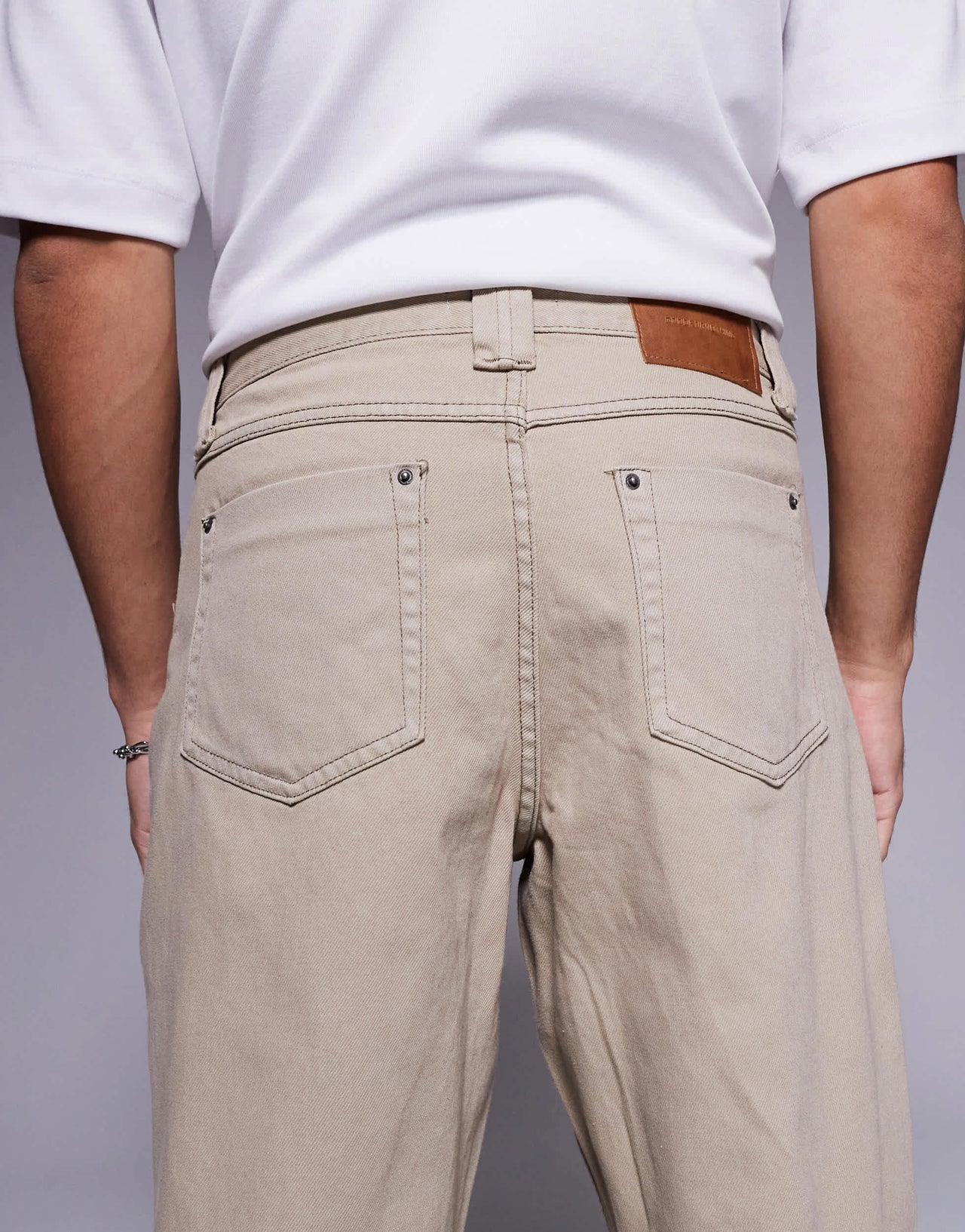 Good For Nothing jeans with raw hem in taupe