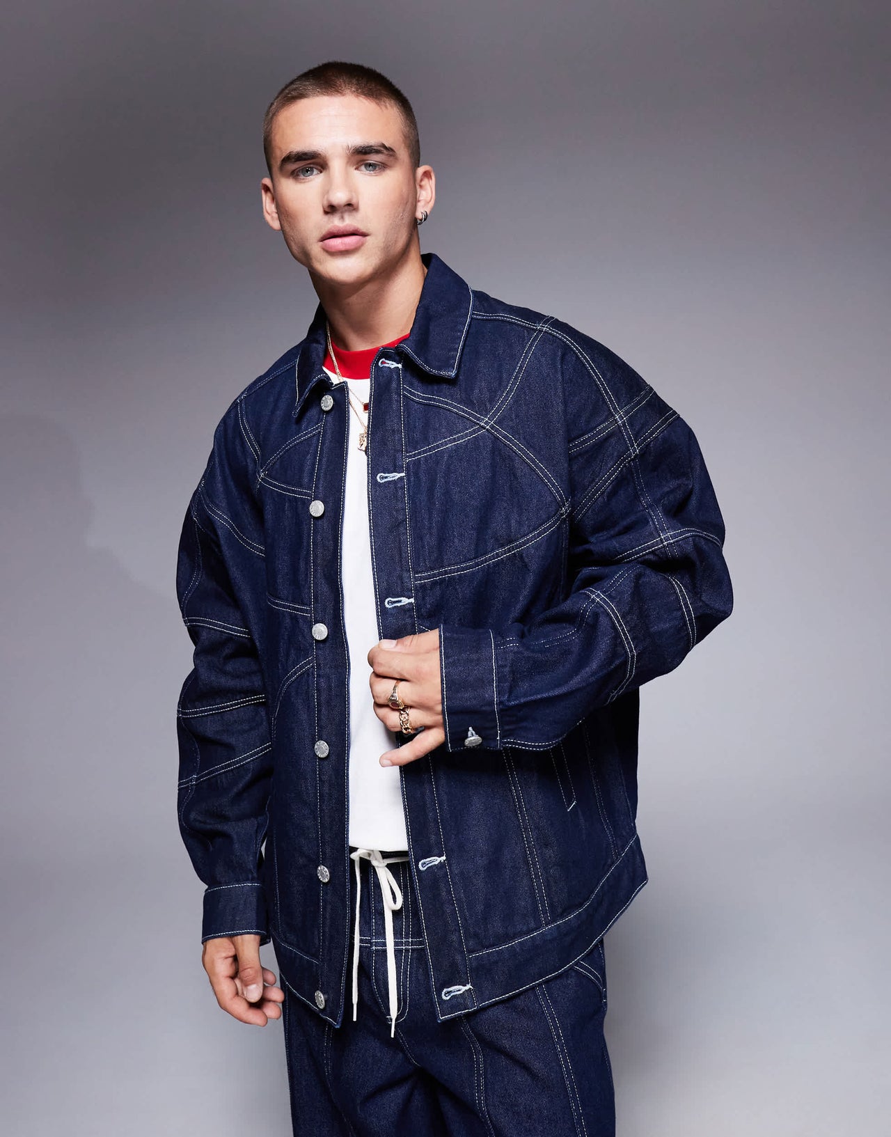 ASOS DESIGN co-ord oversized denim jacket with seam detail in indigo
