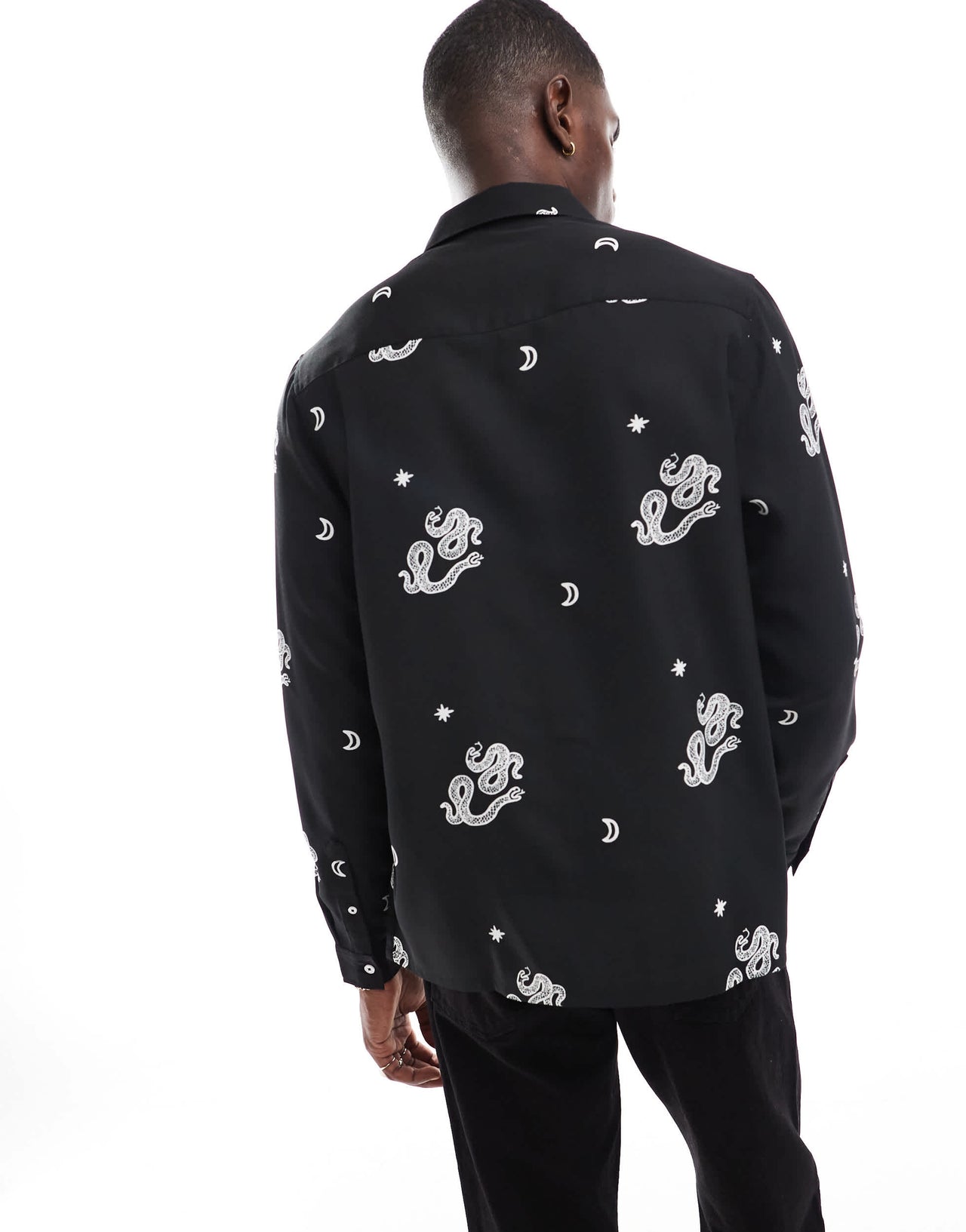 ASOS DESIGN relaxed shirt with snake print in black