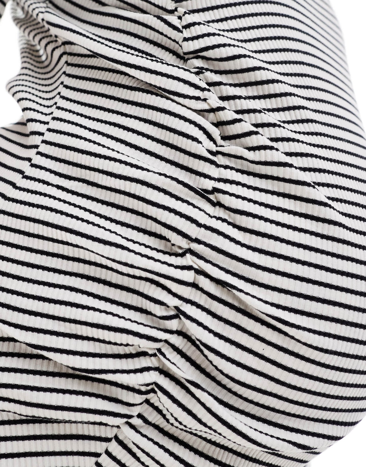Mamalicious maternity ribbed ruched front short sleeve top co-ord in stripe