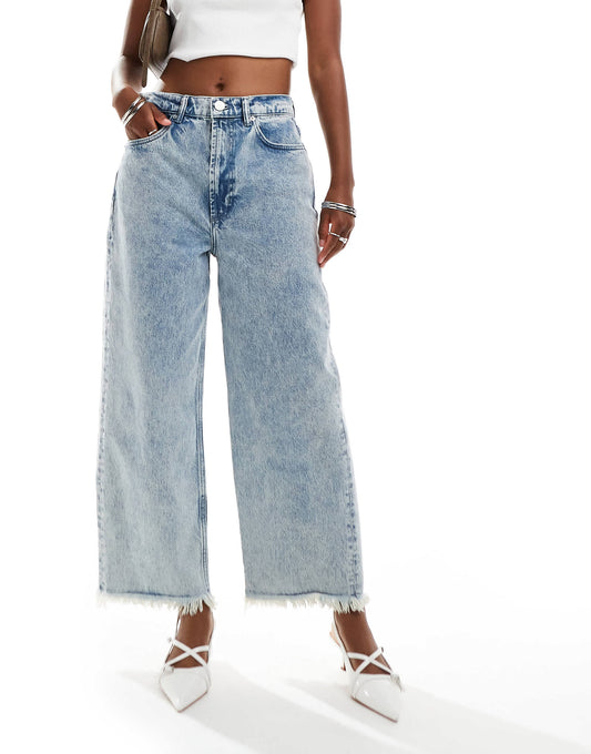 AllSaints Blake cropped straight jeans in light indigo