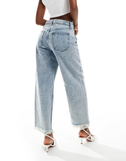AllSaints Blake cropped straight jeans in light indigo