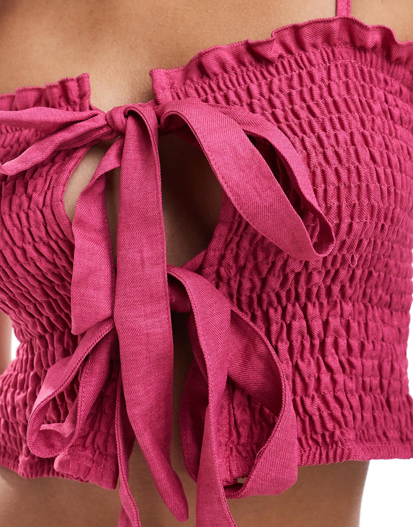 ONLY front tie crop top in dark pink