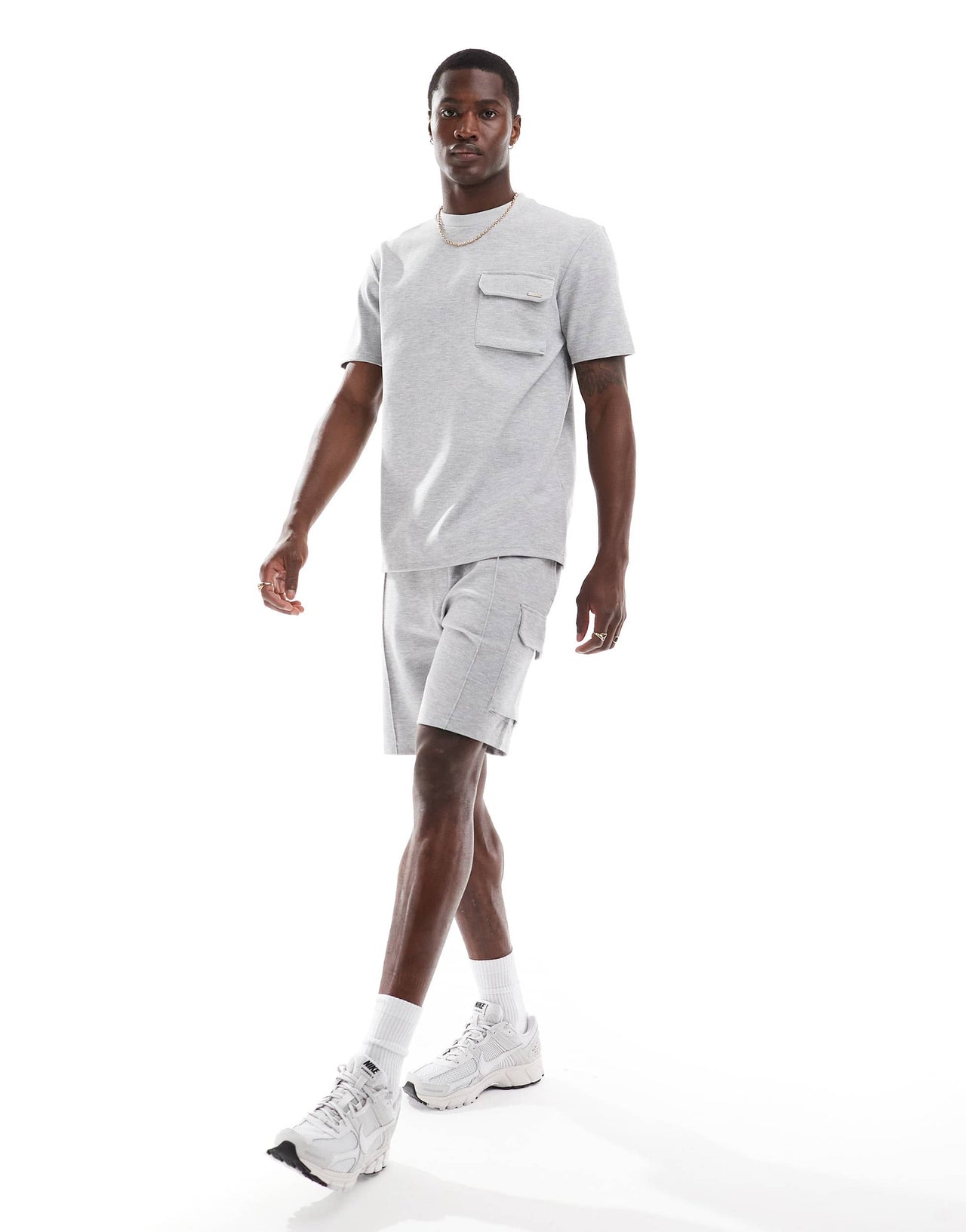 River Island cargo pocket t-shirt co-ord in grey