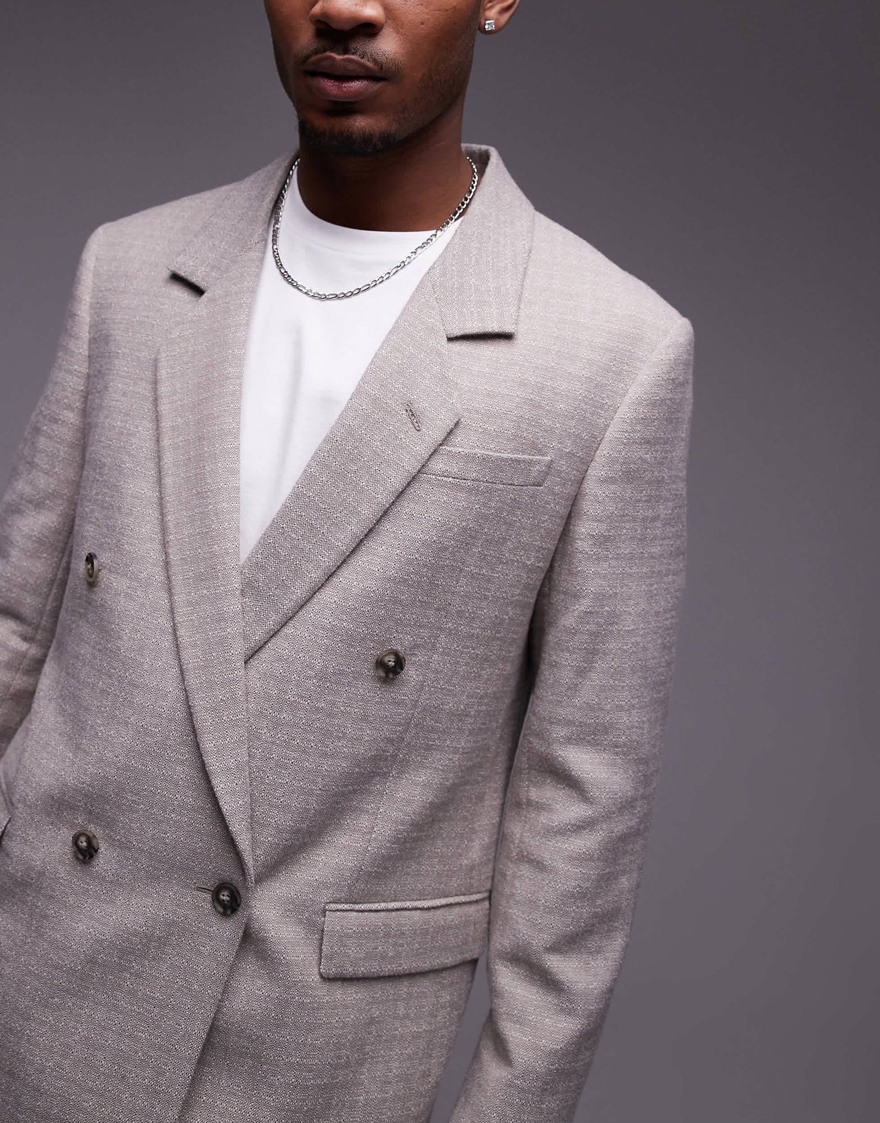 Topman relaxed textured suit jacket in stone