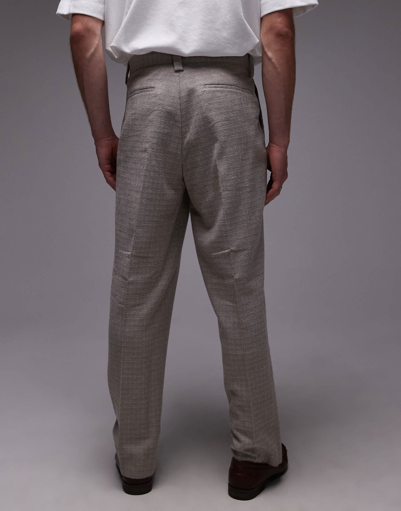 Topman wide leg texture suit trousers in stone