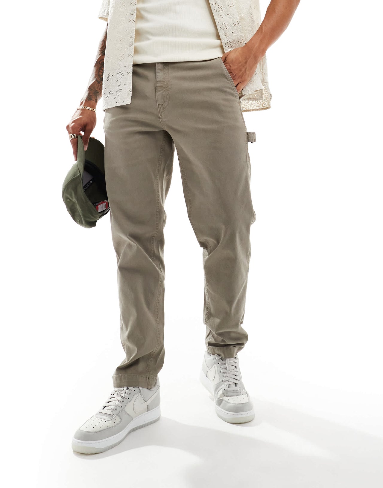 River Island carpenter trousers in green