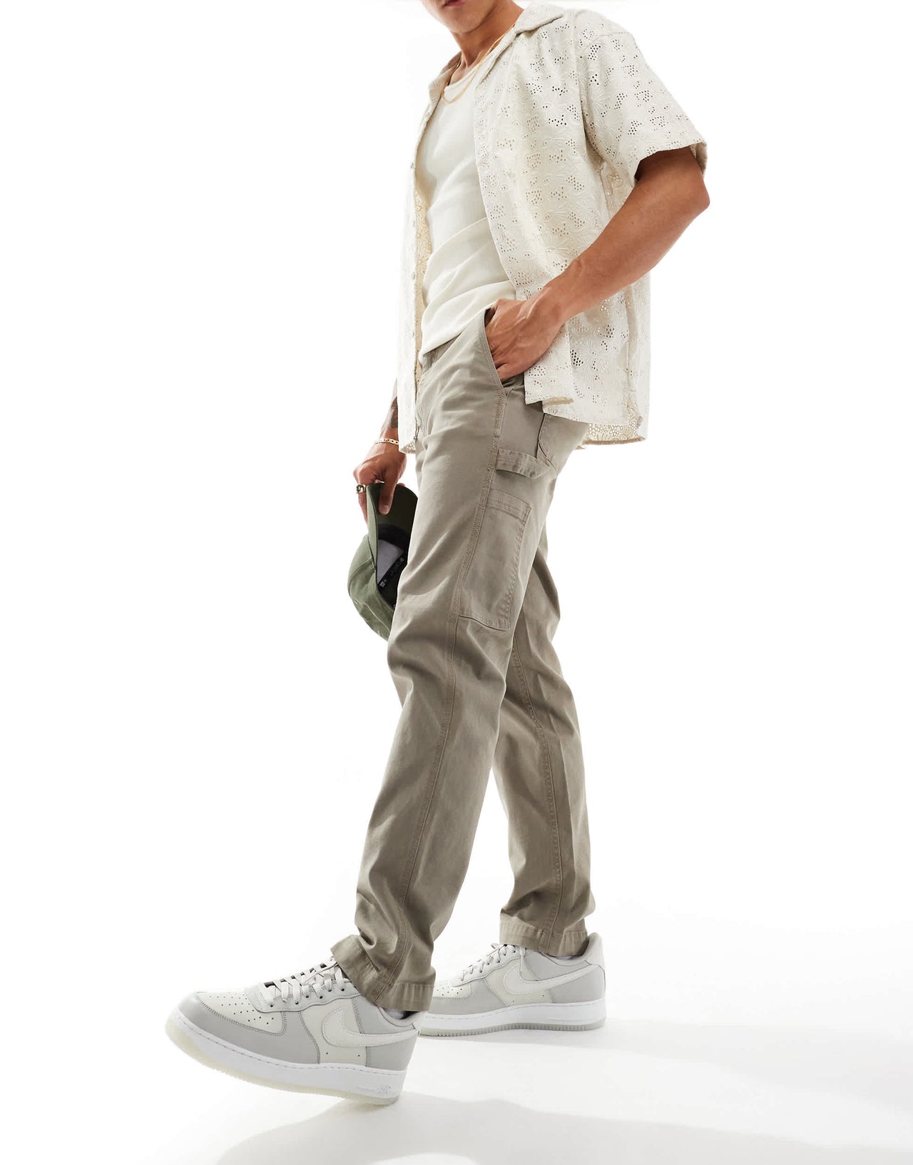 River Island carpenter trousers in green