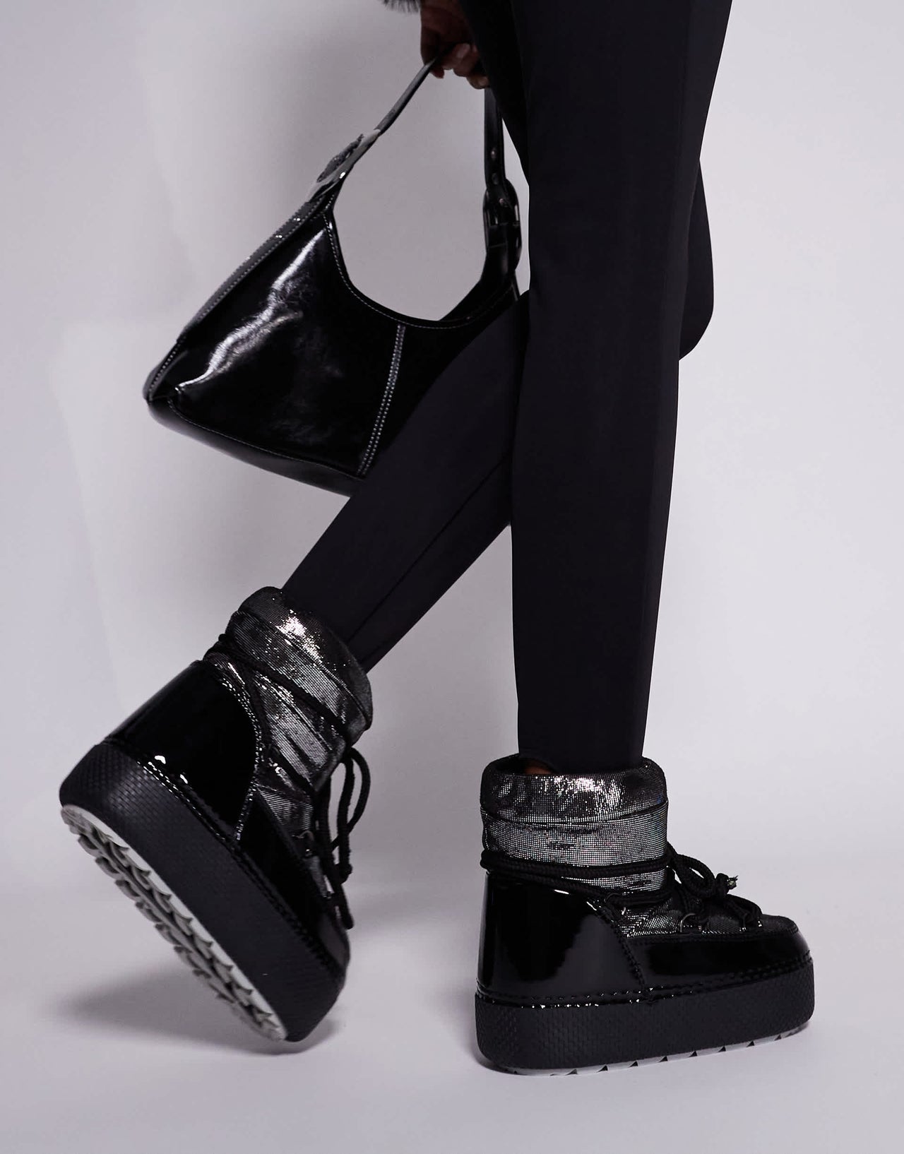 South Beach Lace Up Snow Boot in Black