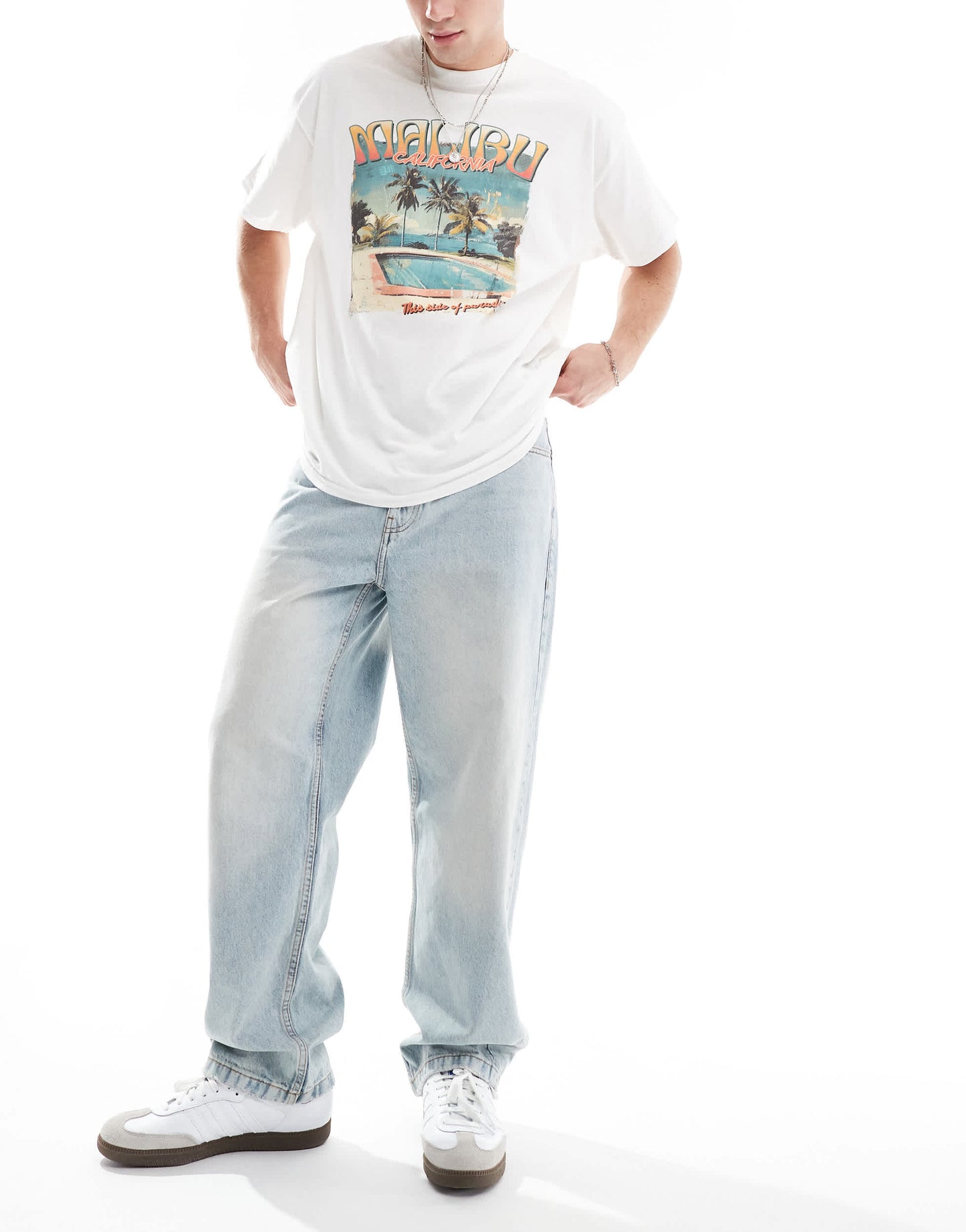 Pull&bear baggy fit jean in washed blue