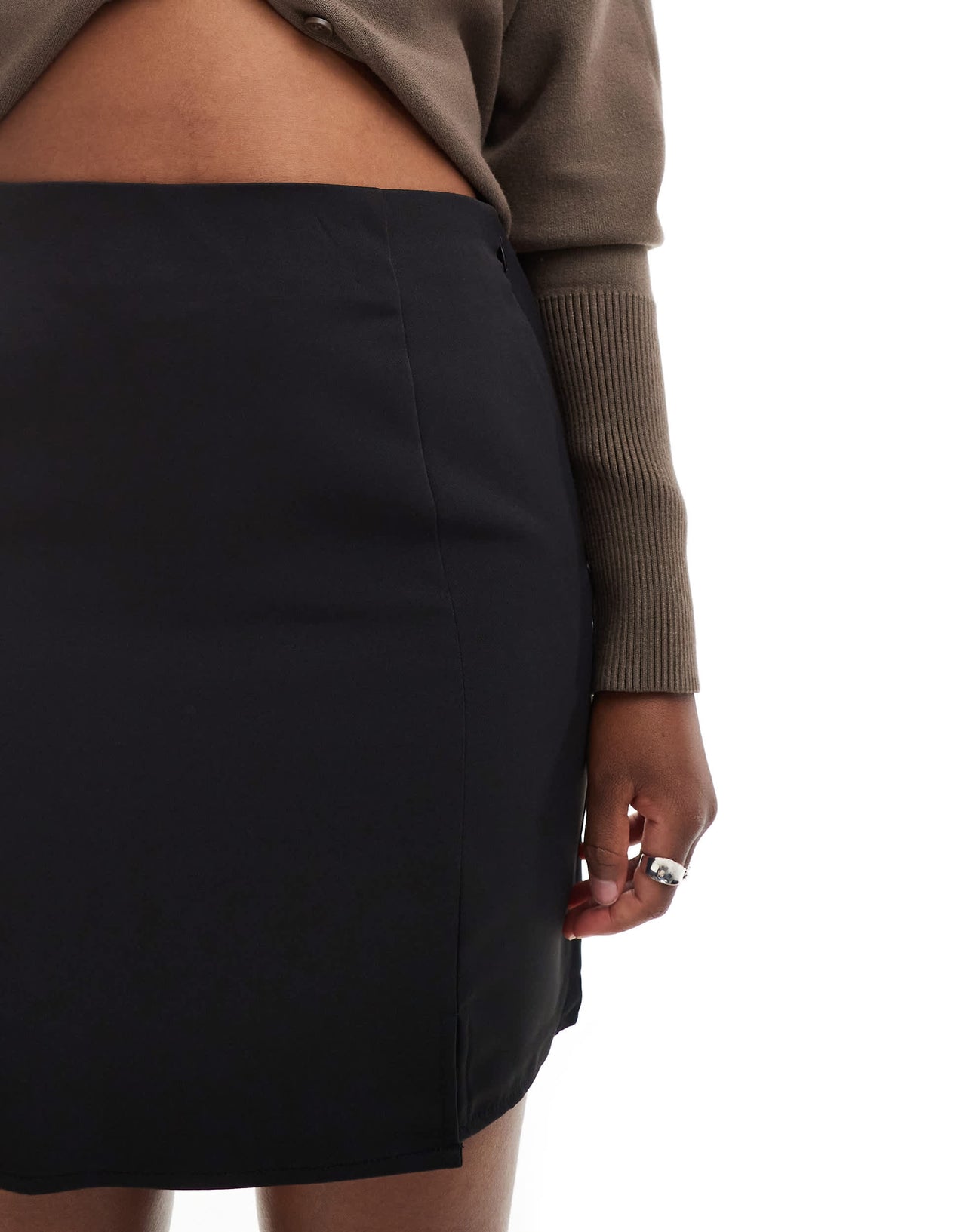 Vero Moda notch front mini skirt in black