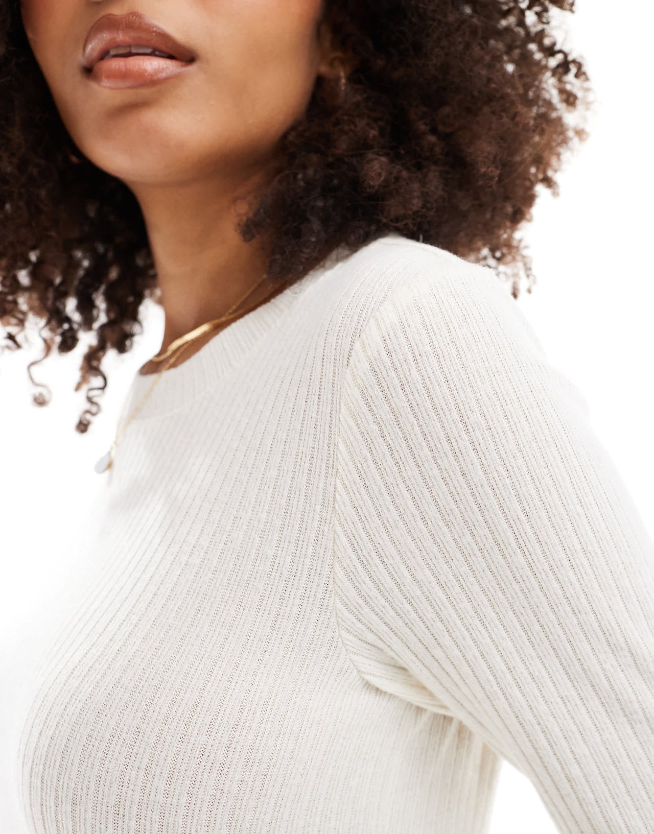 Vero Moda ribbed jersey midi dress in cream