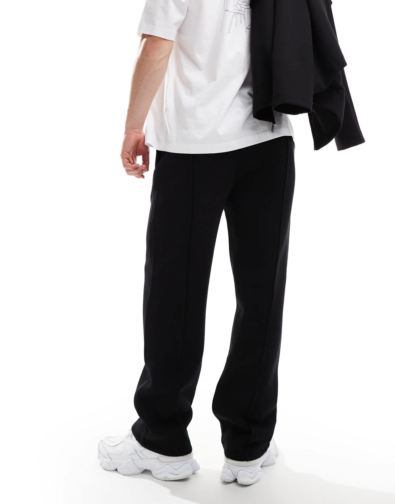 Bershka wide leg pintuck jogger in black