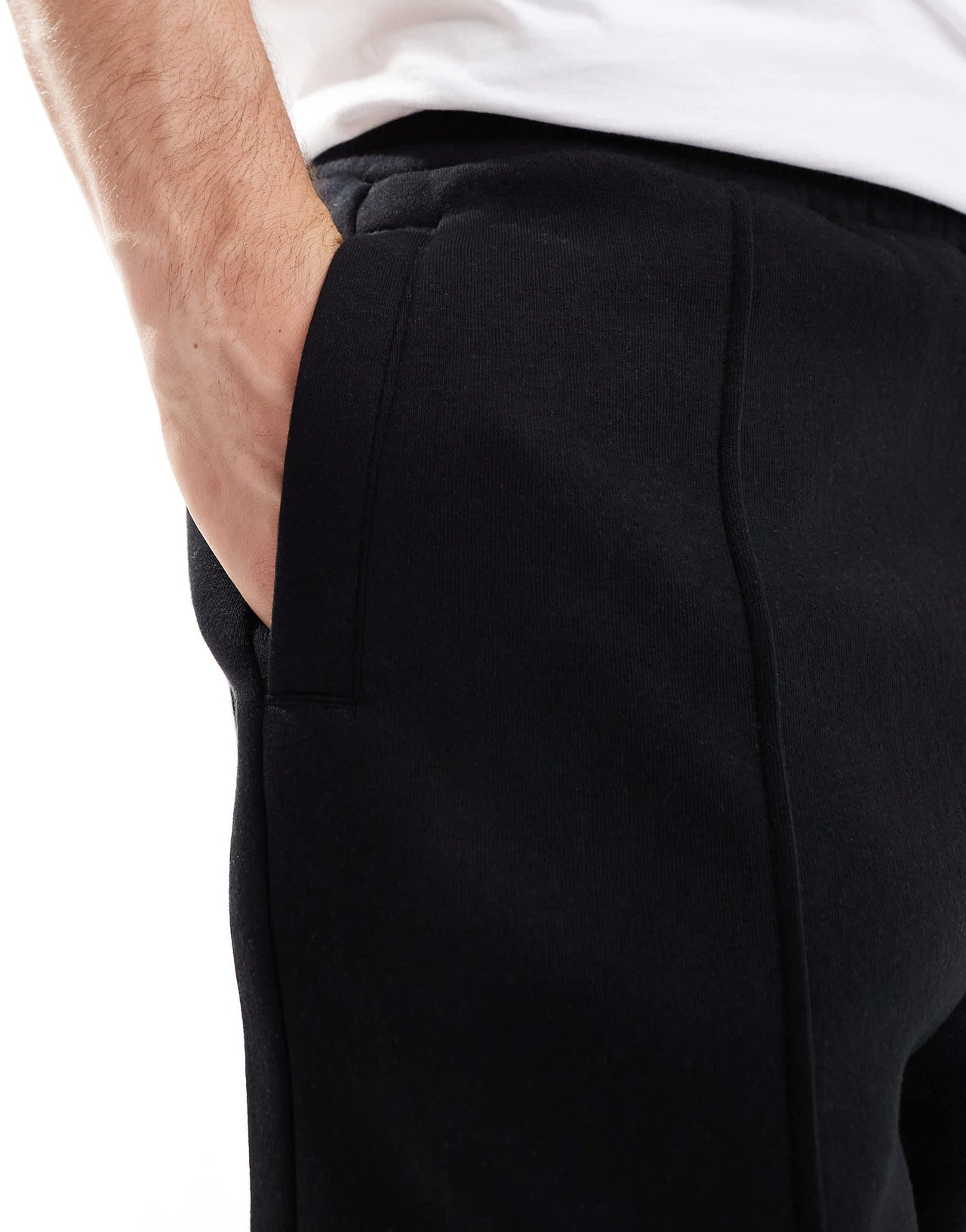 Bershka wide leg pintuck jogger in black