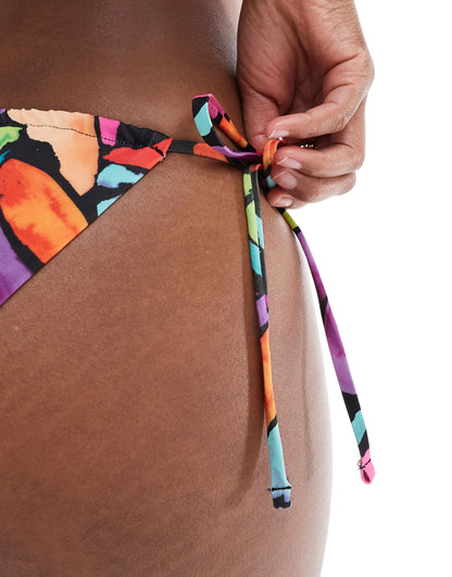 ASOS DESIGN Lillie tie side pant bikini bottom in multi abstract print