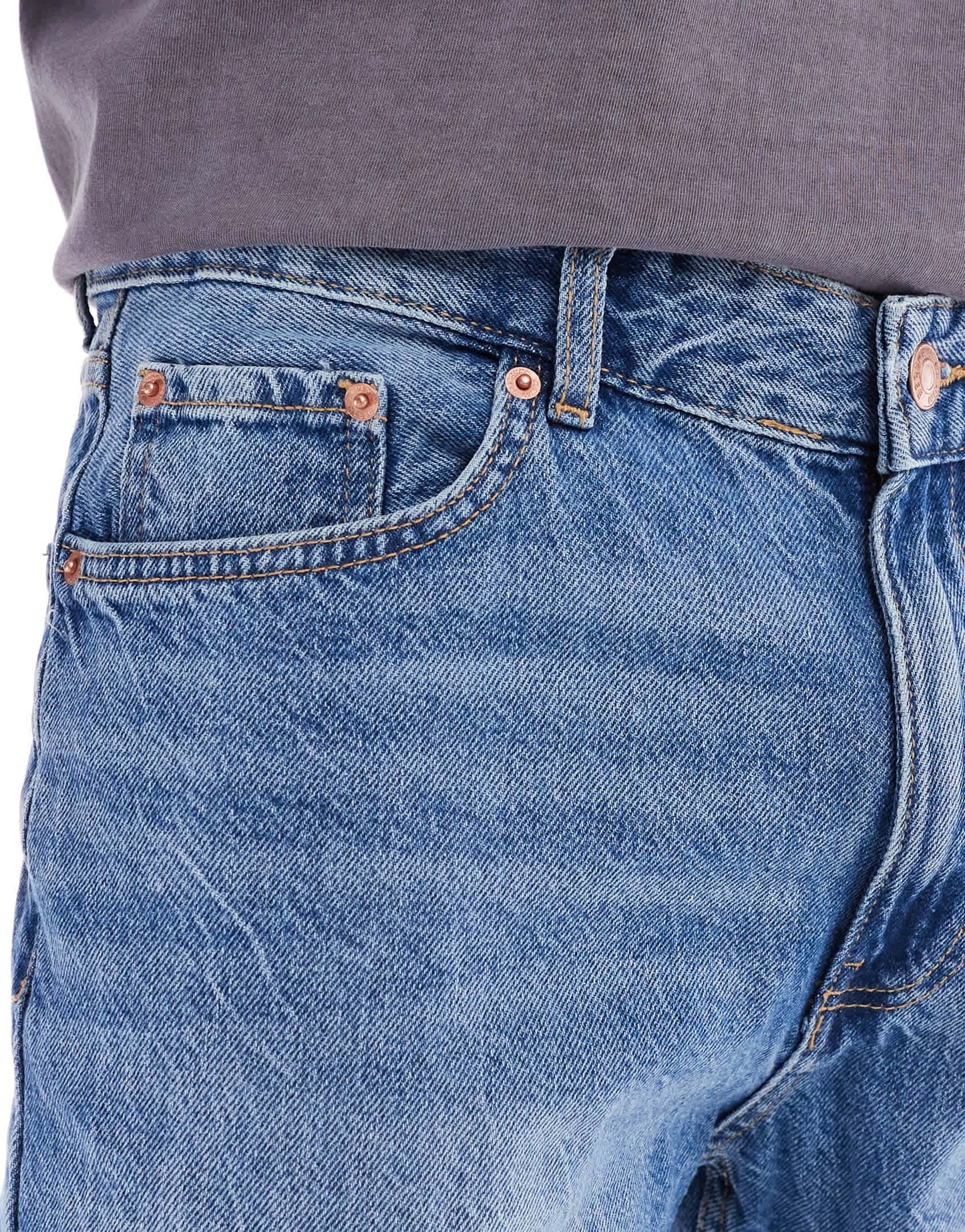 Bershka straight vintage jeans in mid blue