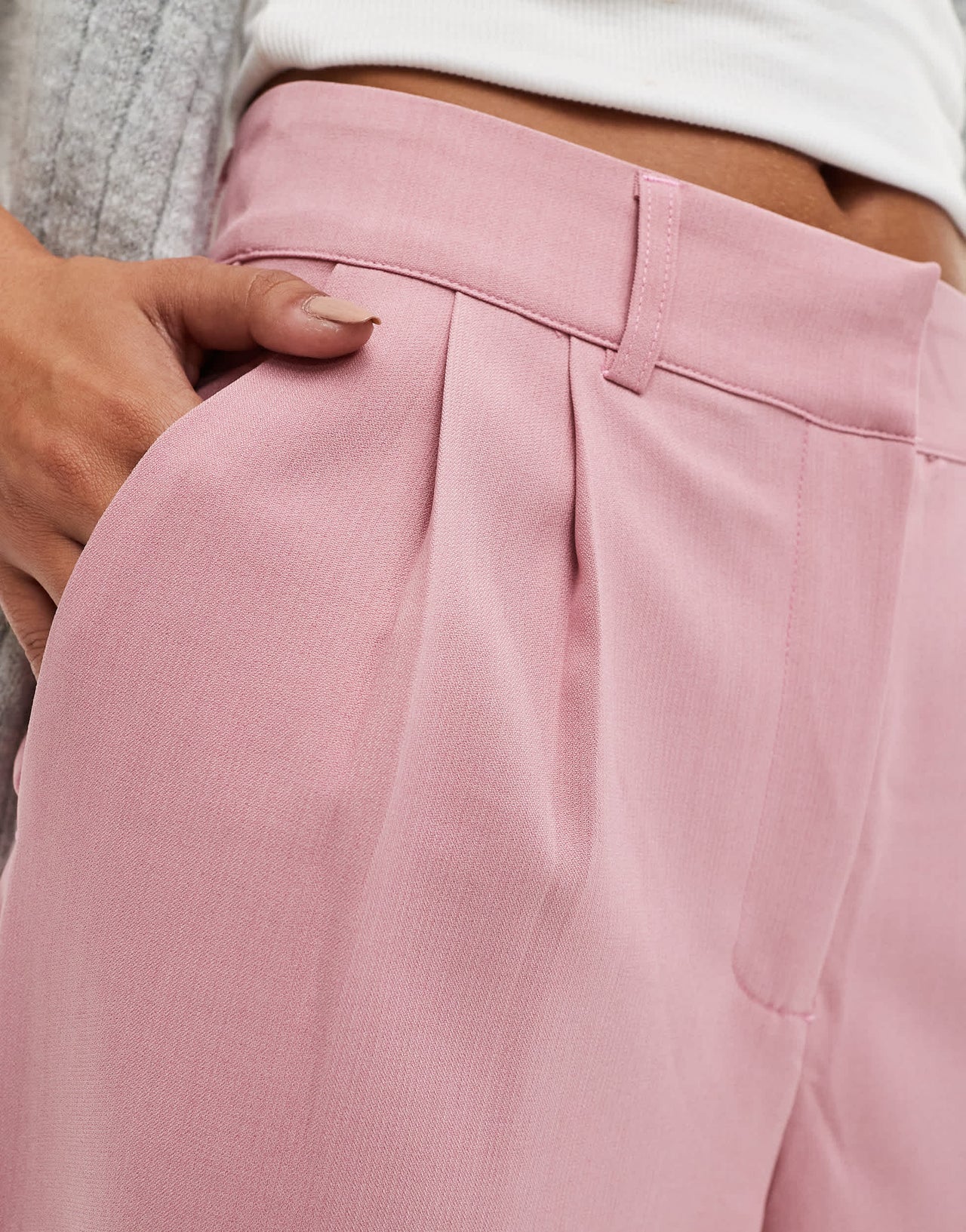 Vila tailored wide leg trousers in dusty pink