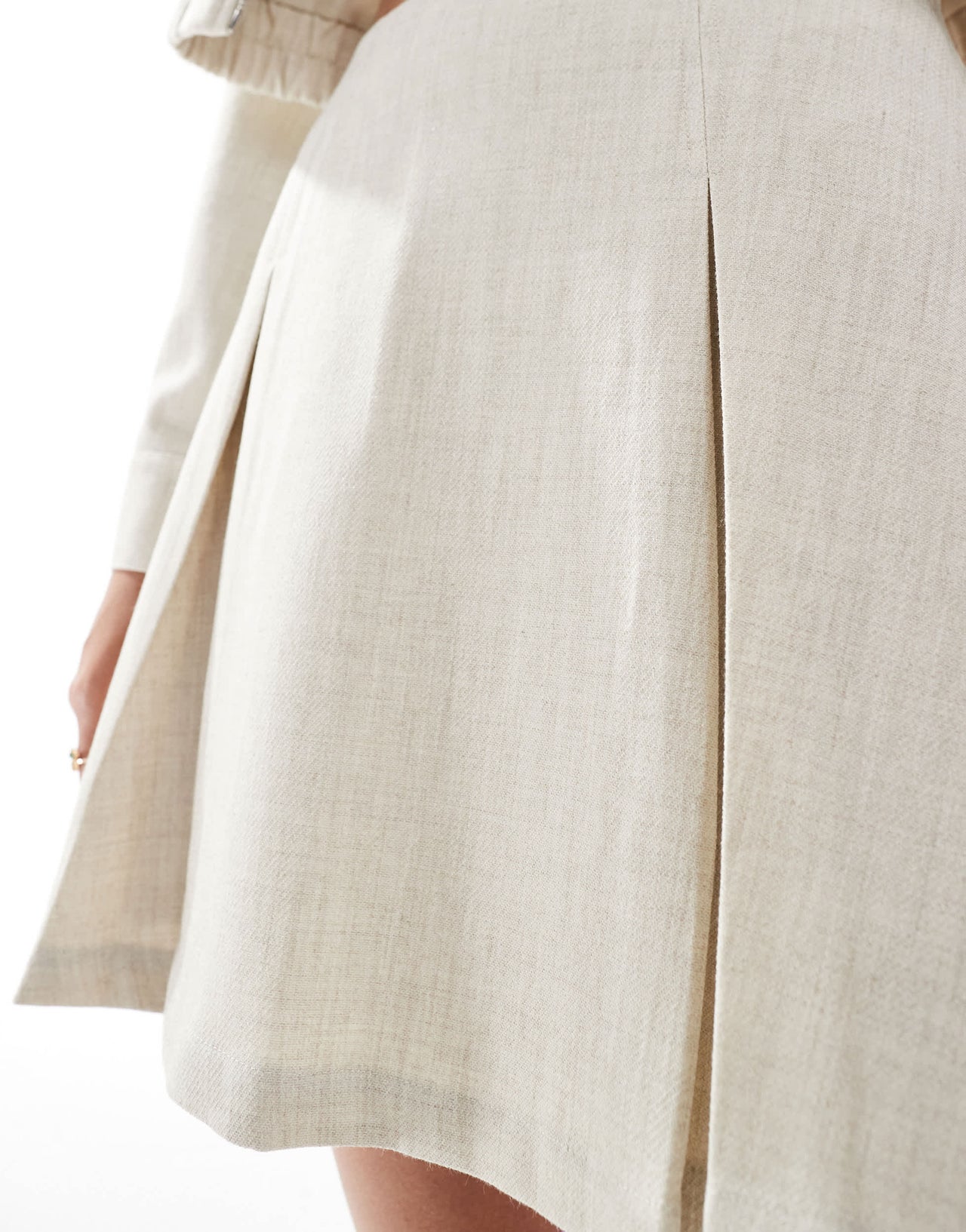 Vila tailored mini skirt co-ord in natural melange