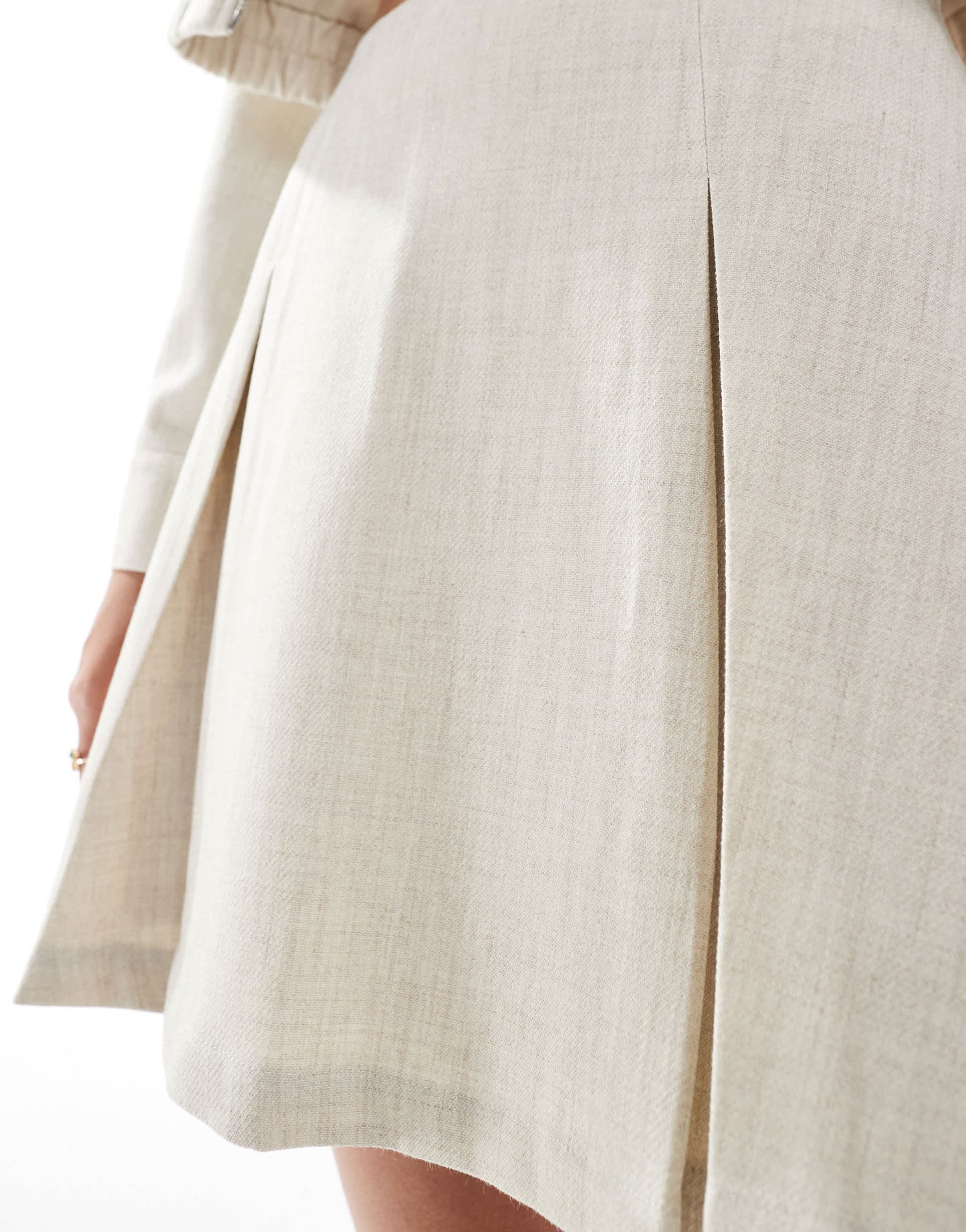 Vila tailored mini skirt co-ord in natural melange