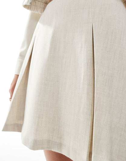 Vila tailored mini skirt co-ord in natural melange