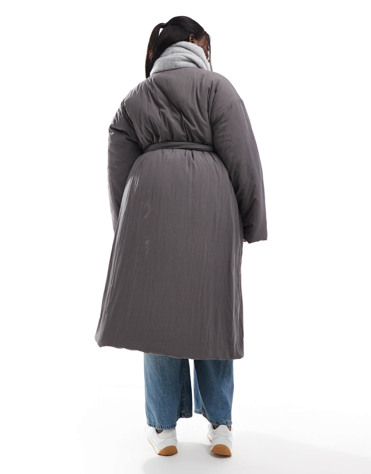 ASOS DESIGN Curve clean longline puffer coat in charcoal