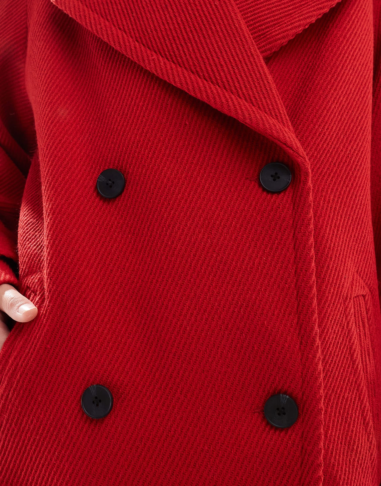 ASOS DESIGN oversized twill pea coat in red