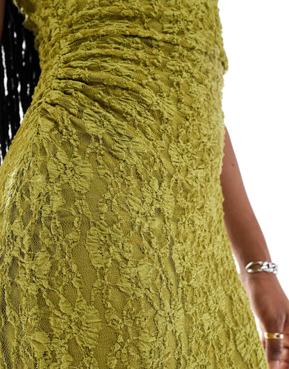 Pull&Bear textured sleeveless maxi dress in green