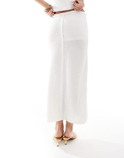Pull&Bear knit midi skirt co-ord in ecru