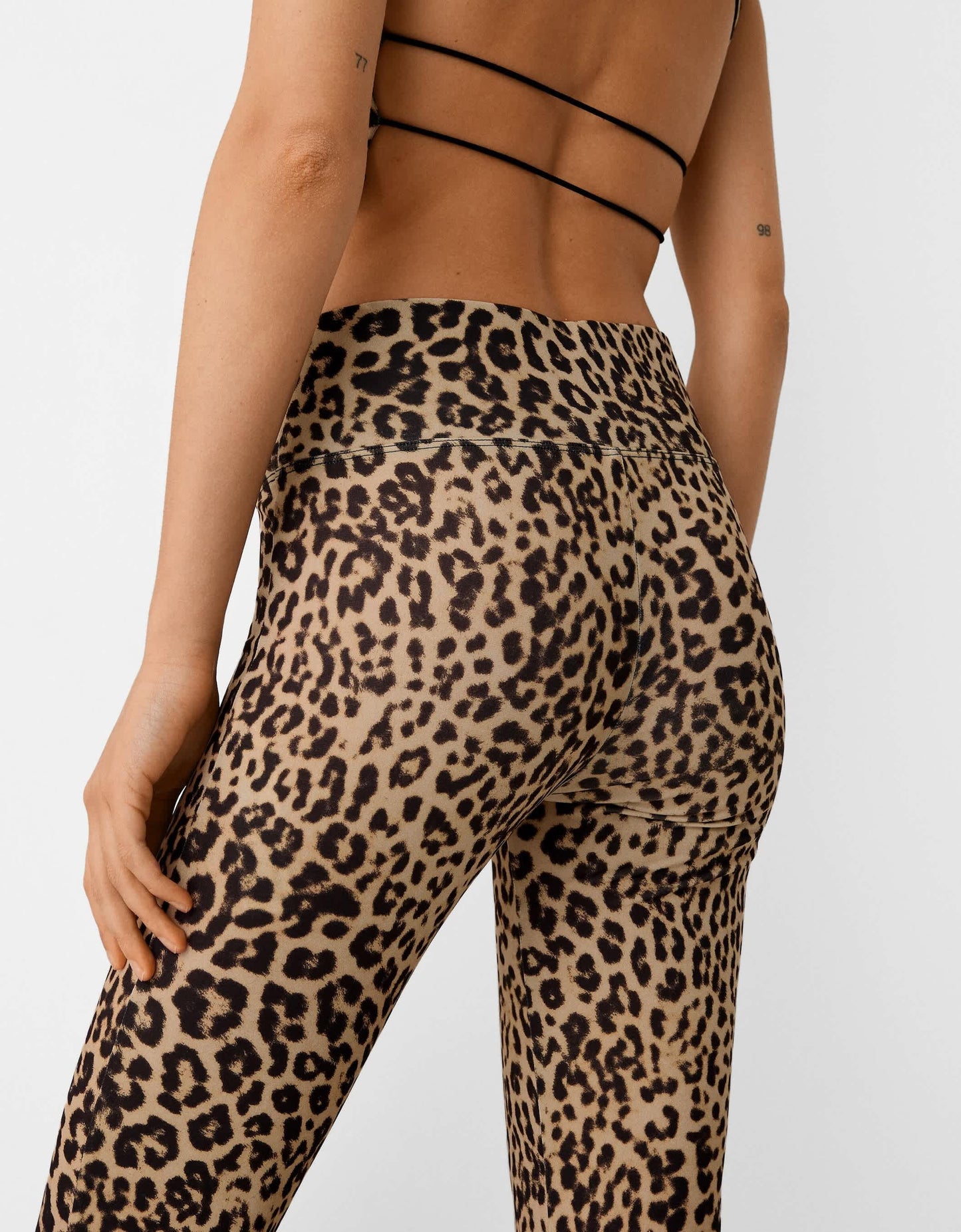 Bershka flared trousers in leopard print