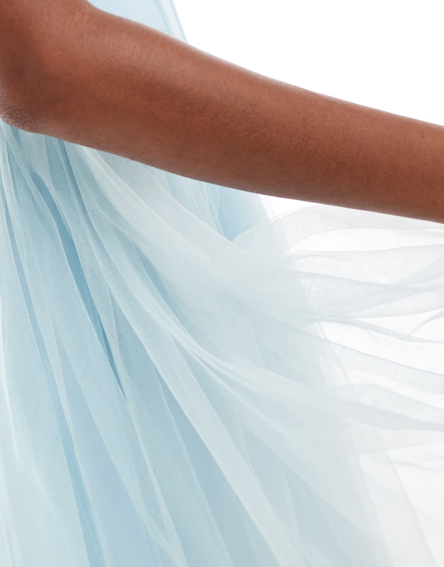 Lace & Beads tulle corset mini dress with drop hem in blue