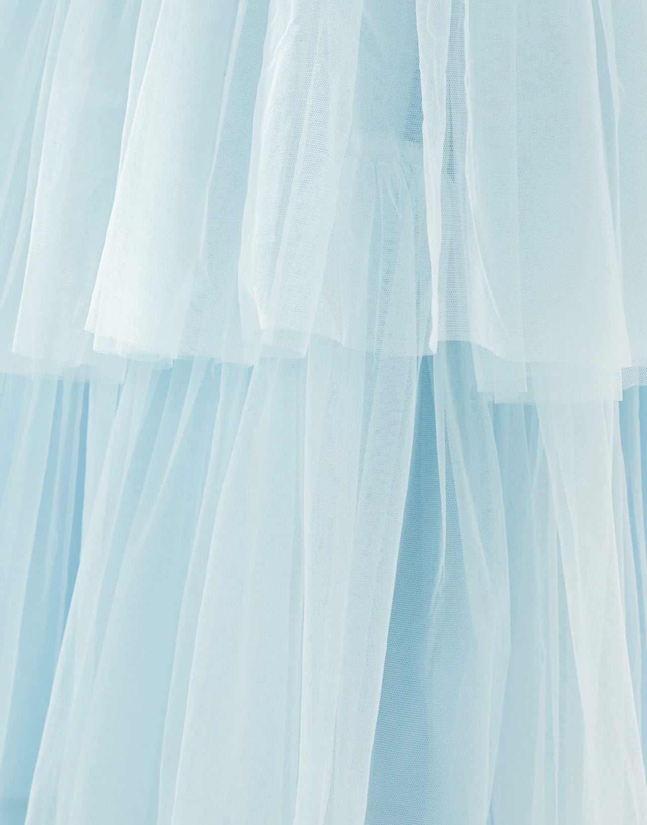 Lace & Beads asymmetric tulle maxi skirt in sky blue