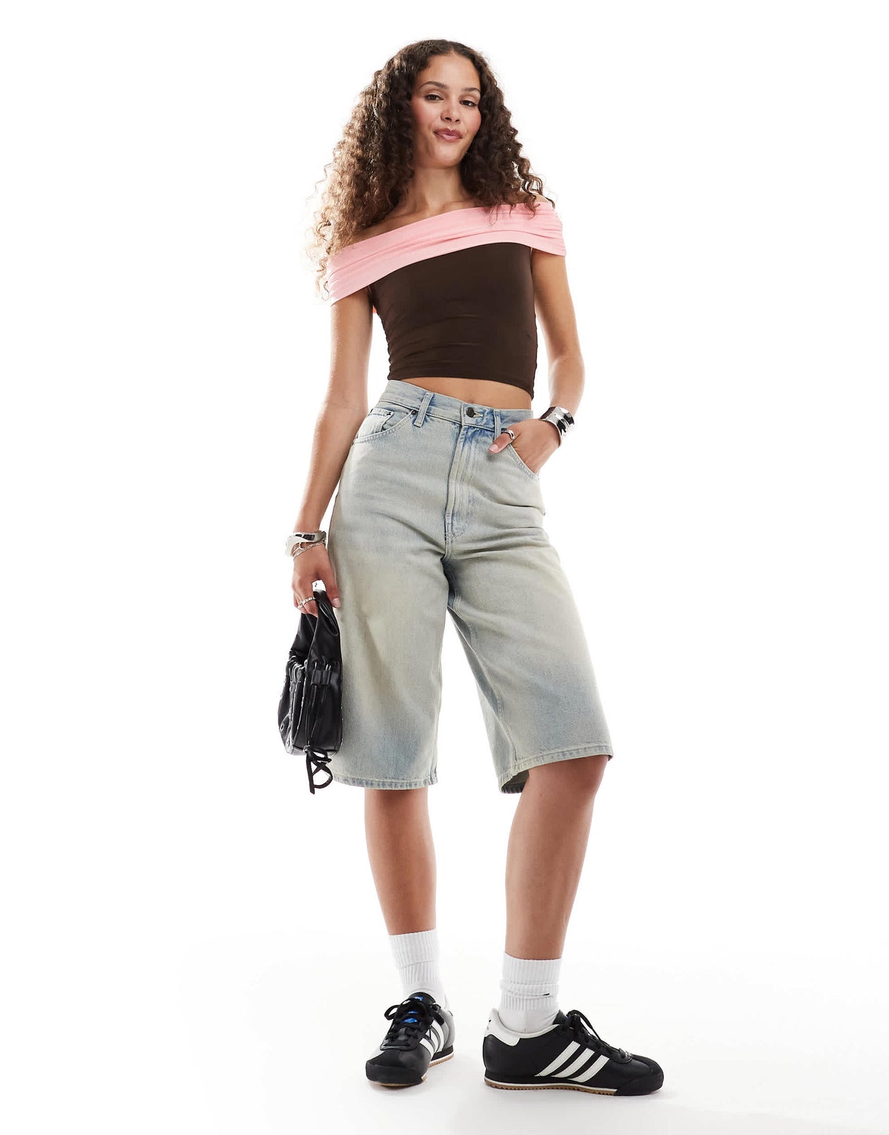 Daisy Street fold over bandeau crop top in chocolate pink