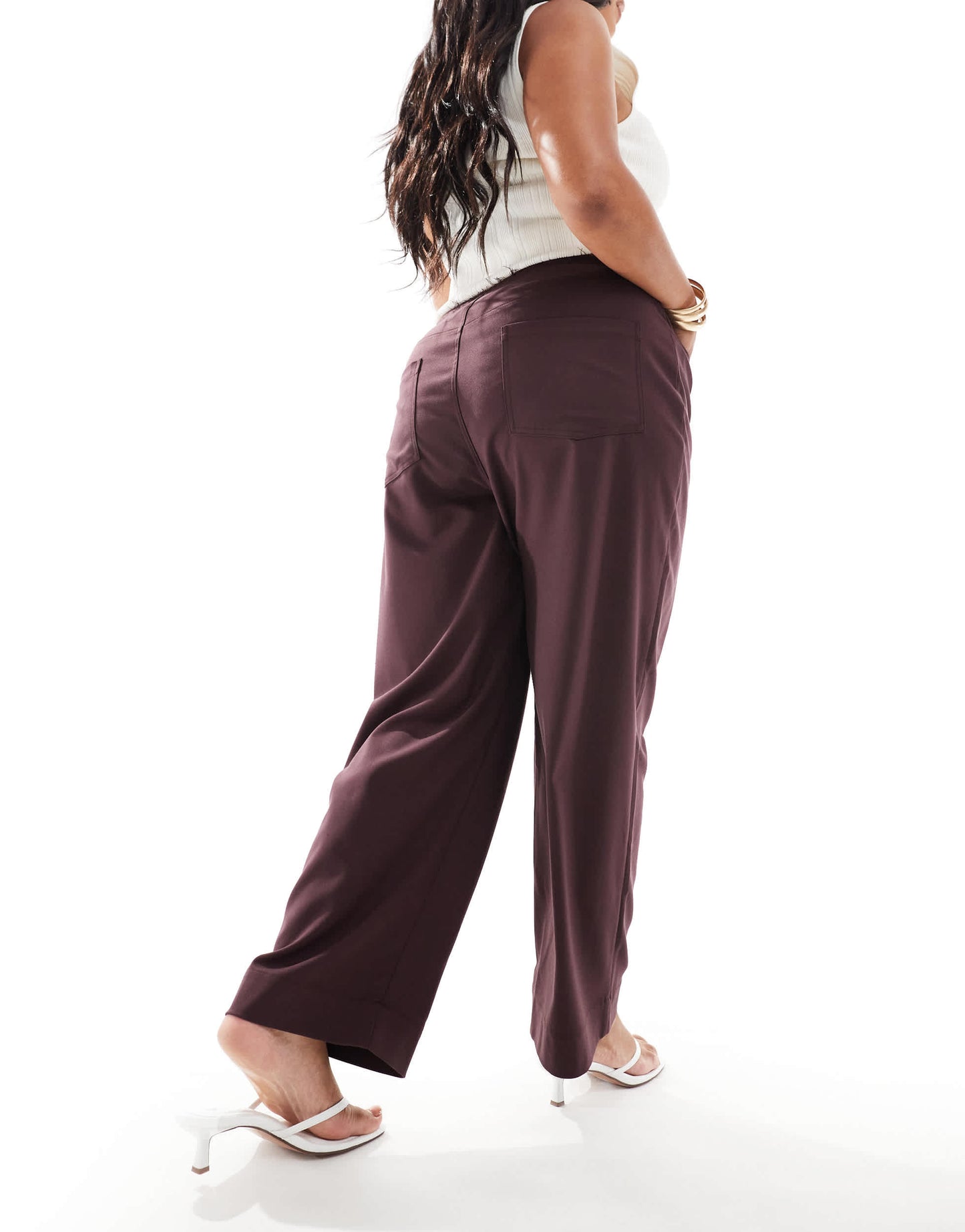 ASOS DESIGN Curve raw edge trouser in burgundy