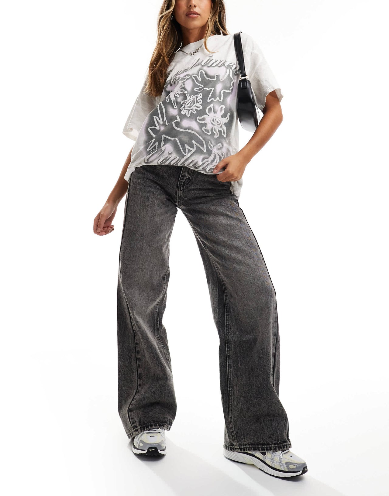 Glamorous straight leg mid rise jeans in dirty grey denim