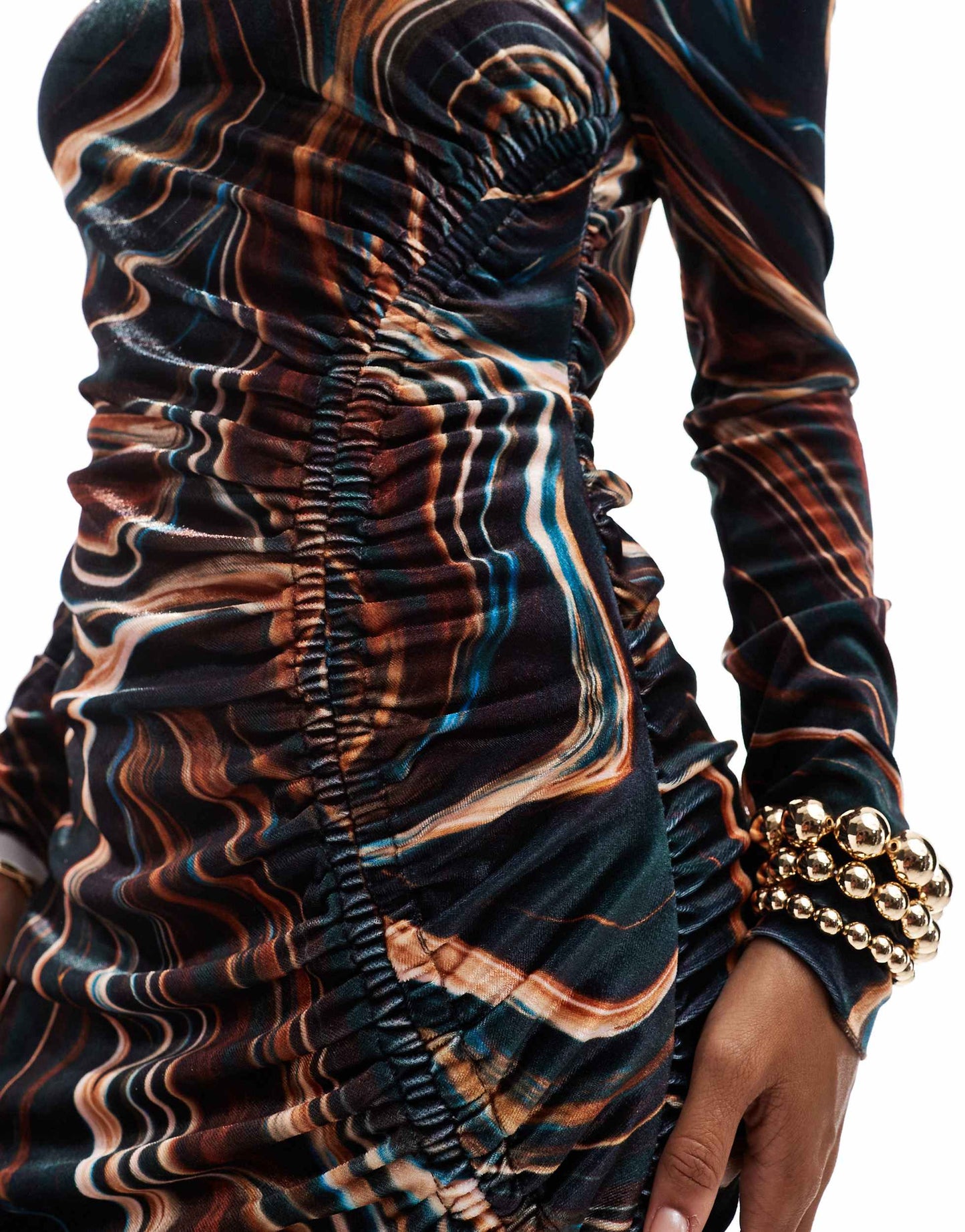 Daska high neck maxi dress in dark marble print