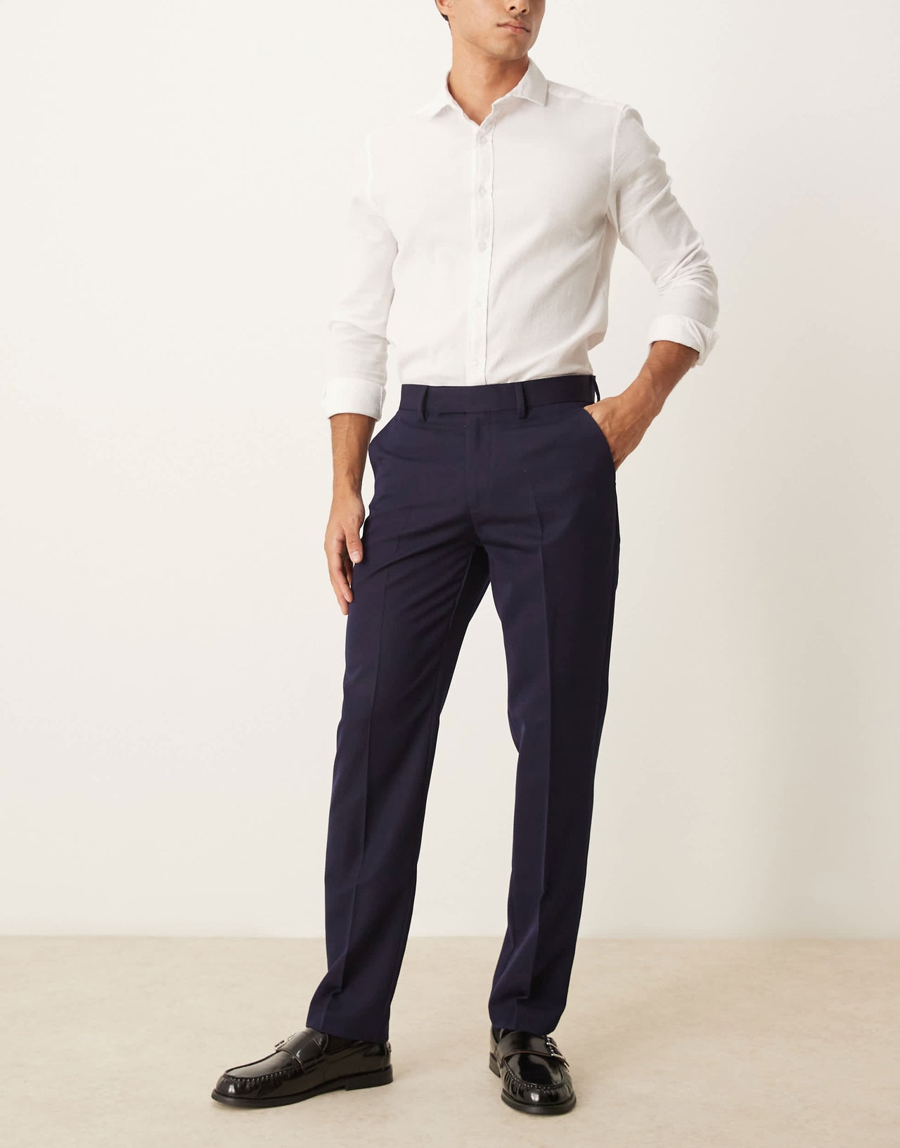 ASOS DESIGN smart slim fit trousers in navy