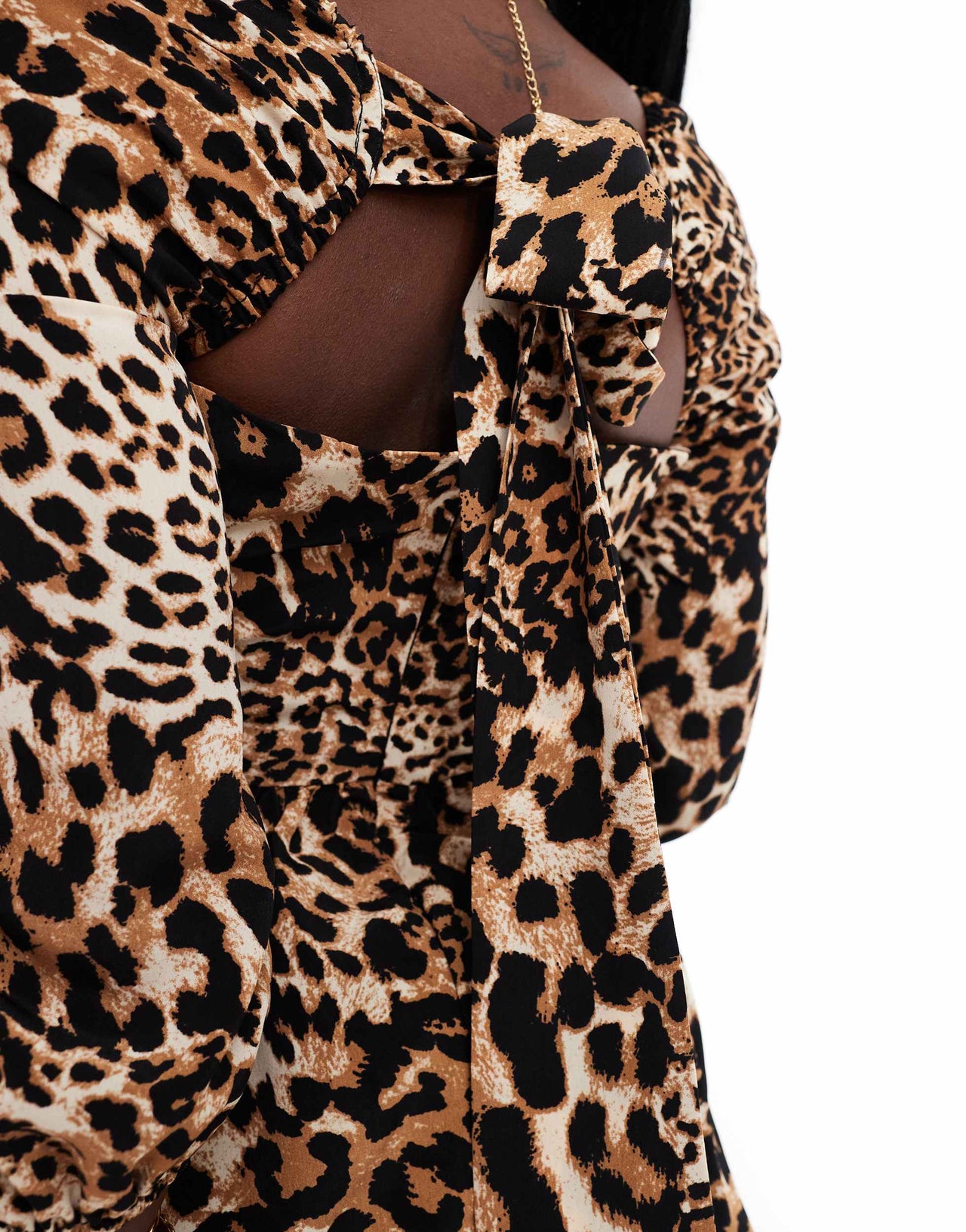 The Frolic exclusive tie back mini skater dress in leopard