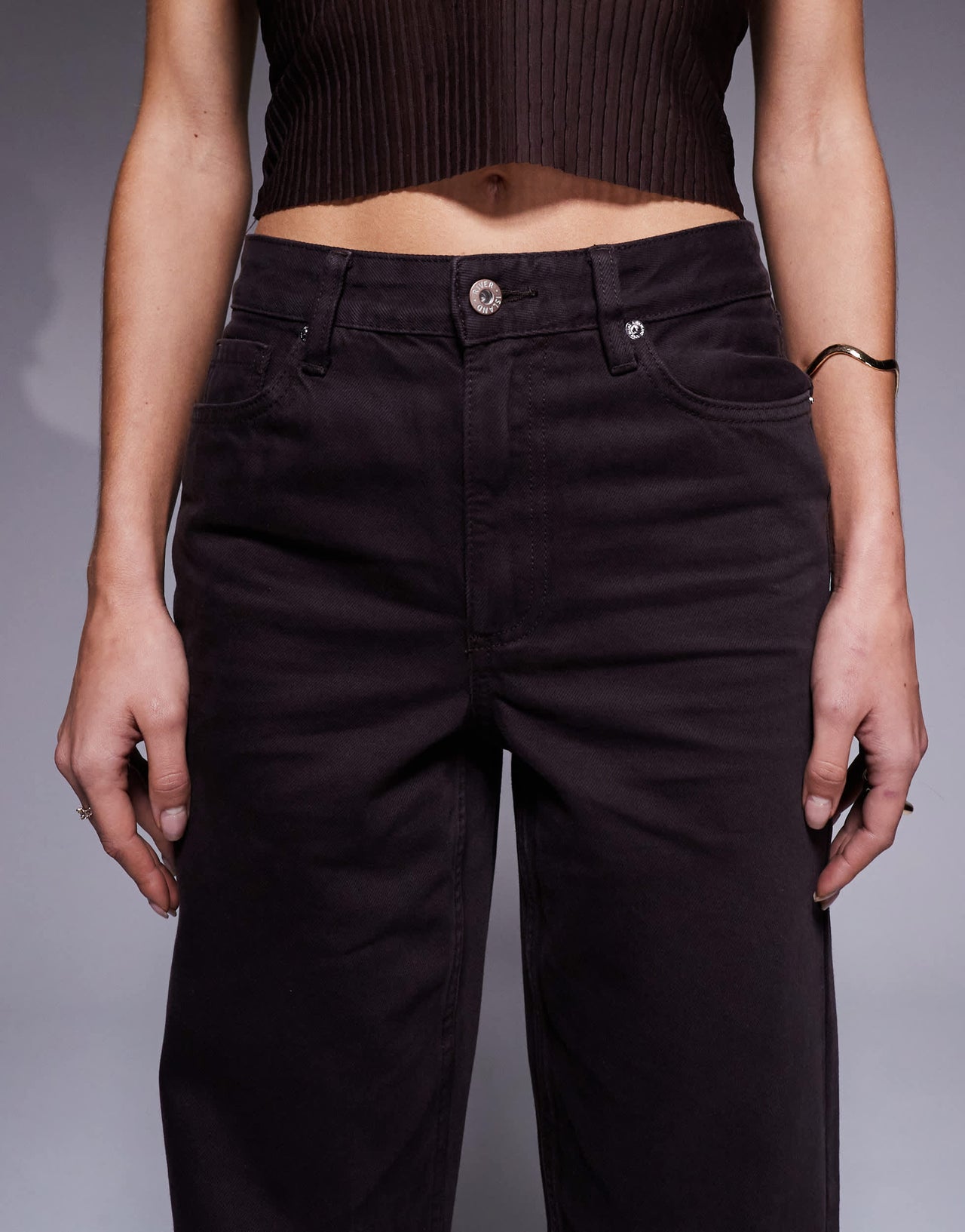 River Island relaxed straight leg jean in brown