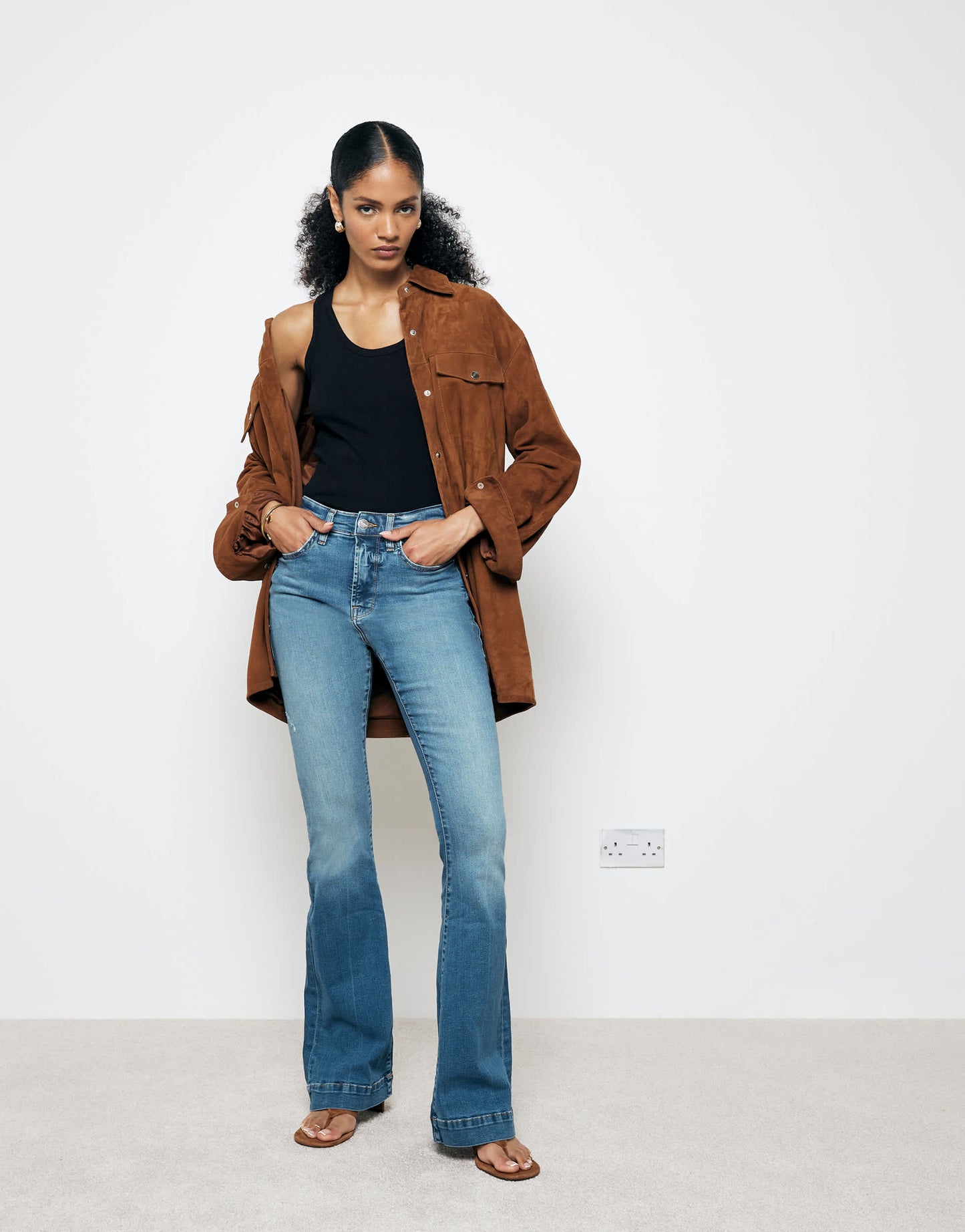 River Island flare jean in midwash blue