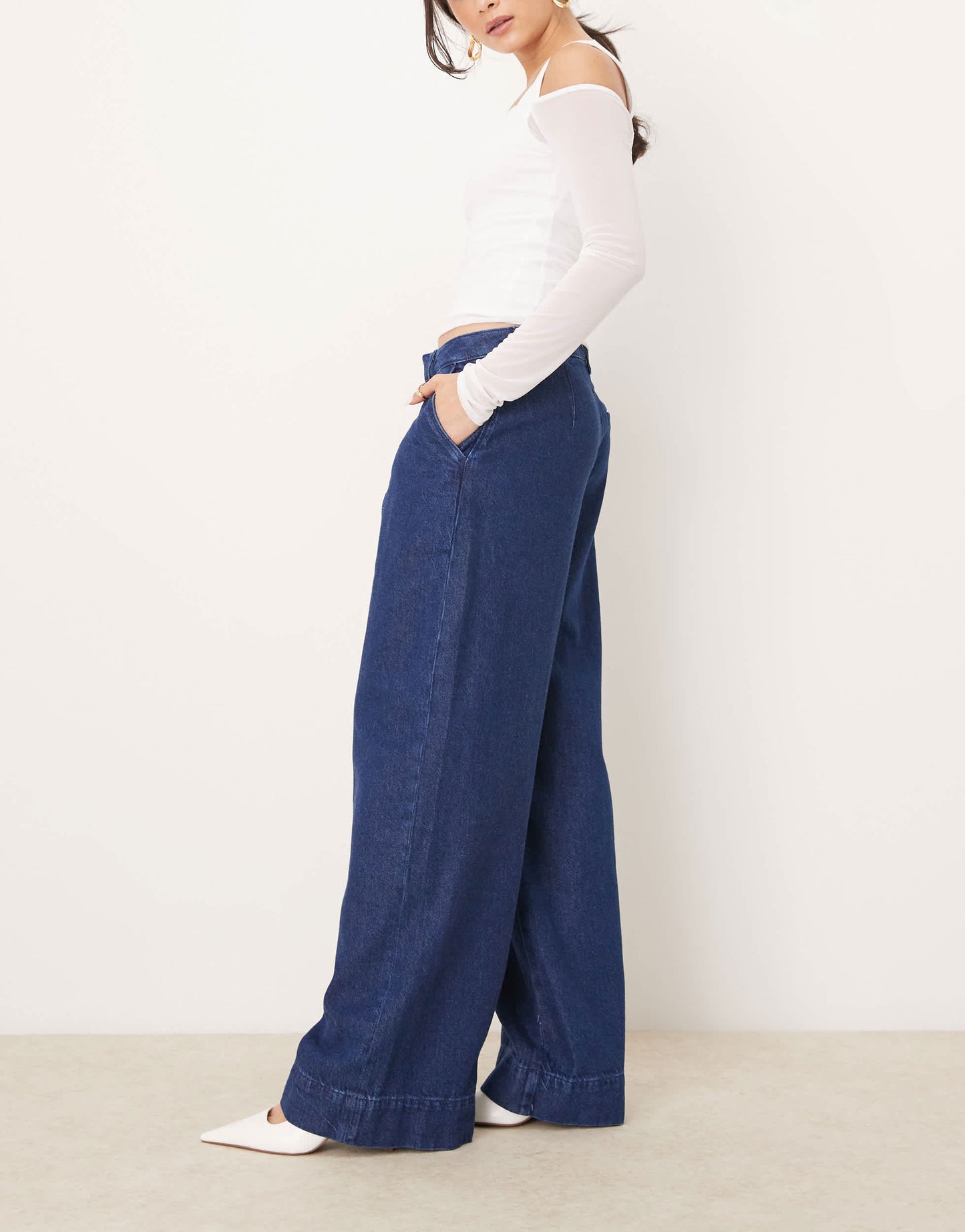 River Island tailored baggy jean in darkwash blue