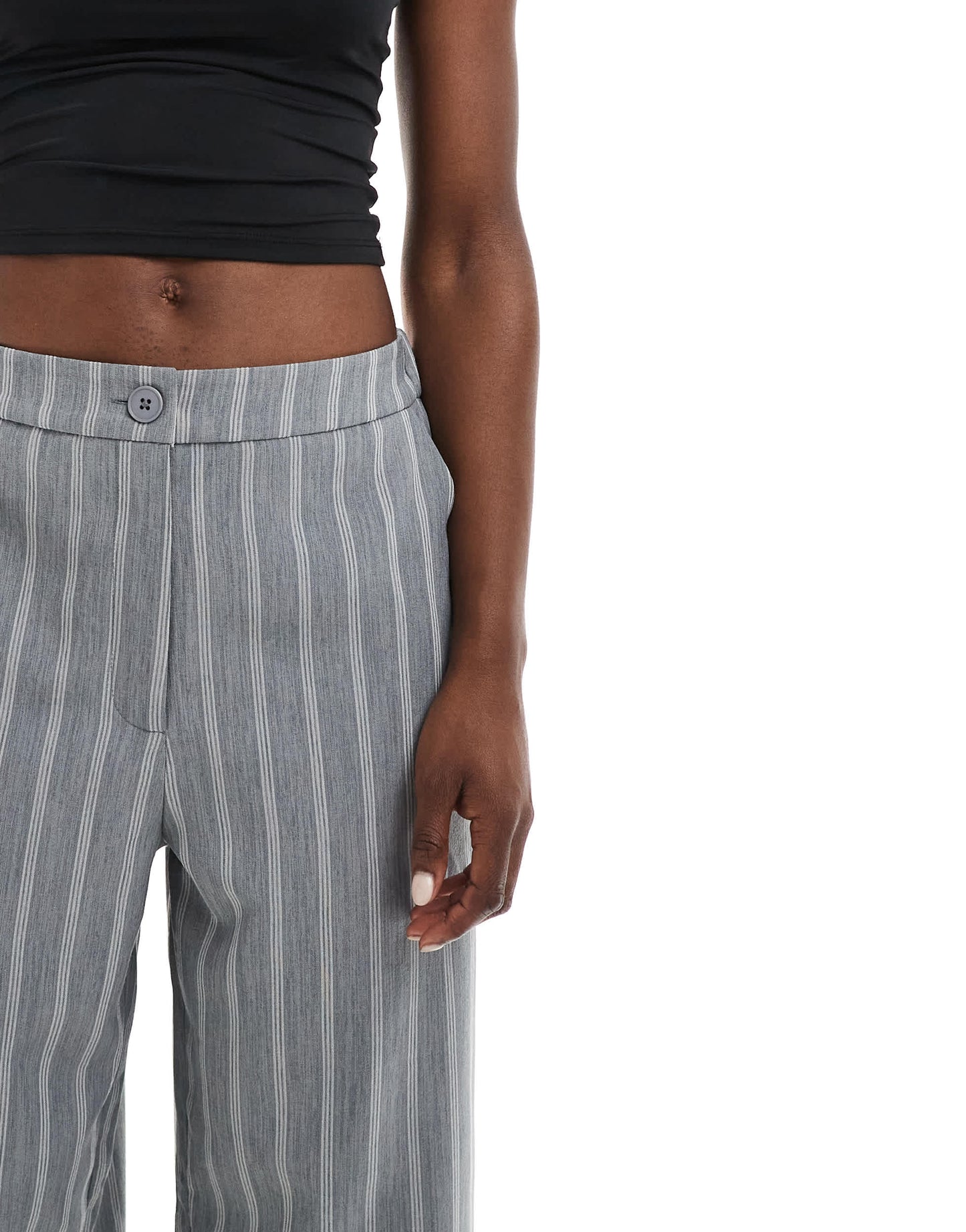 ASOS DESIGN tailored relaxed straight leg trousers in grey stripe