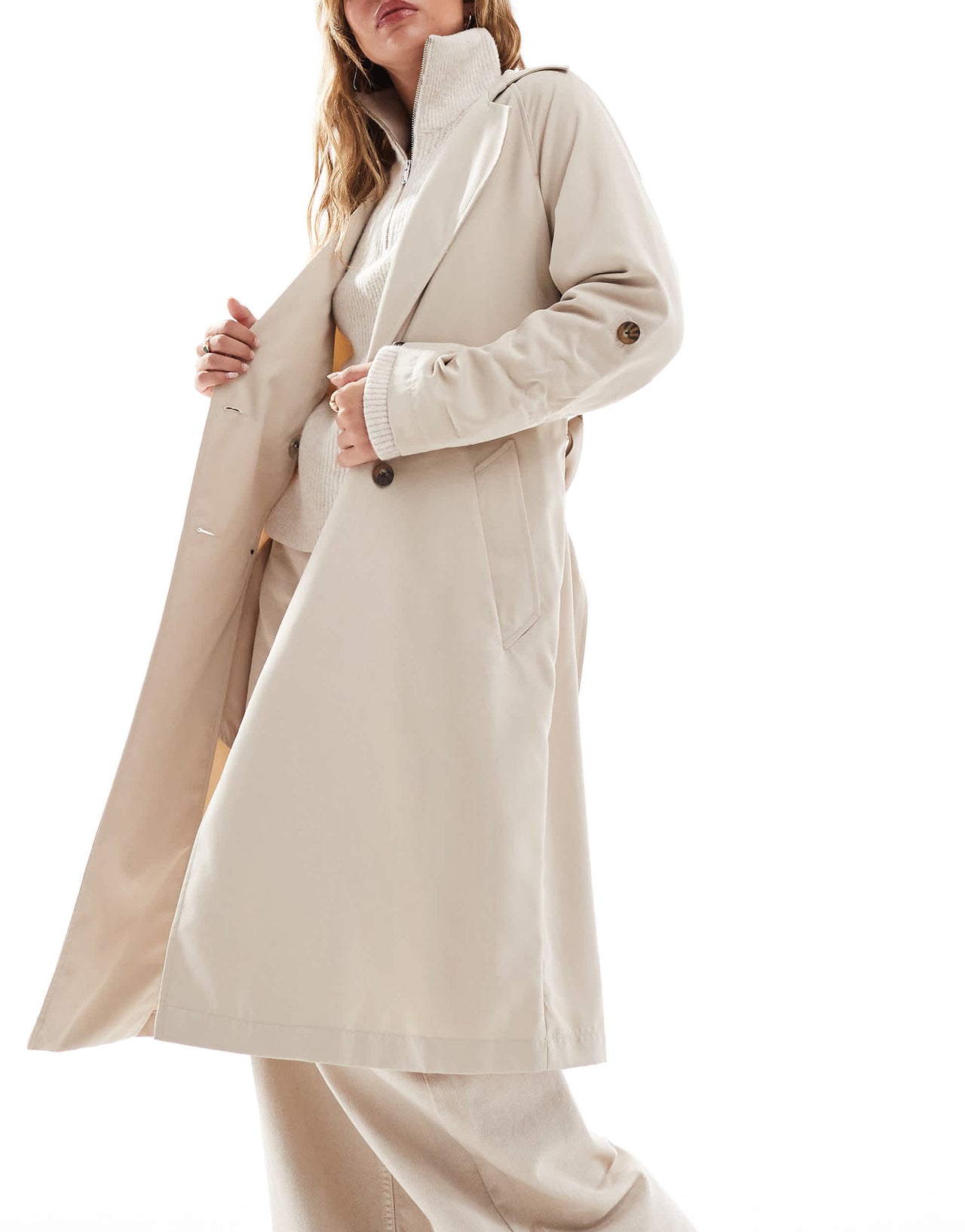 Stradivarius trench coat in stone