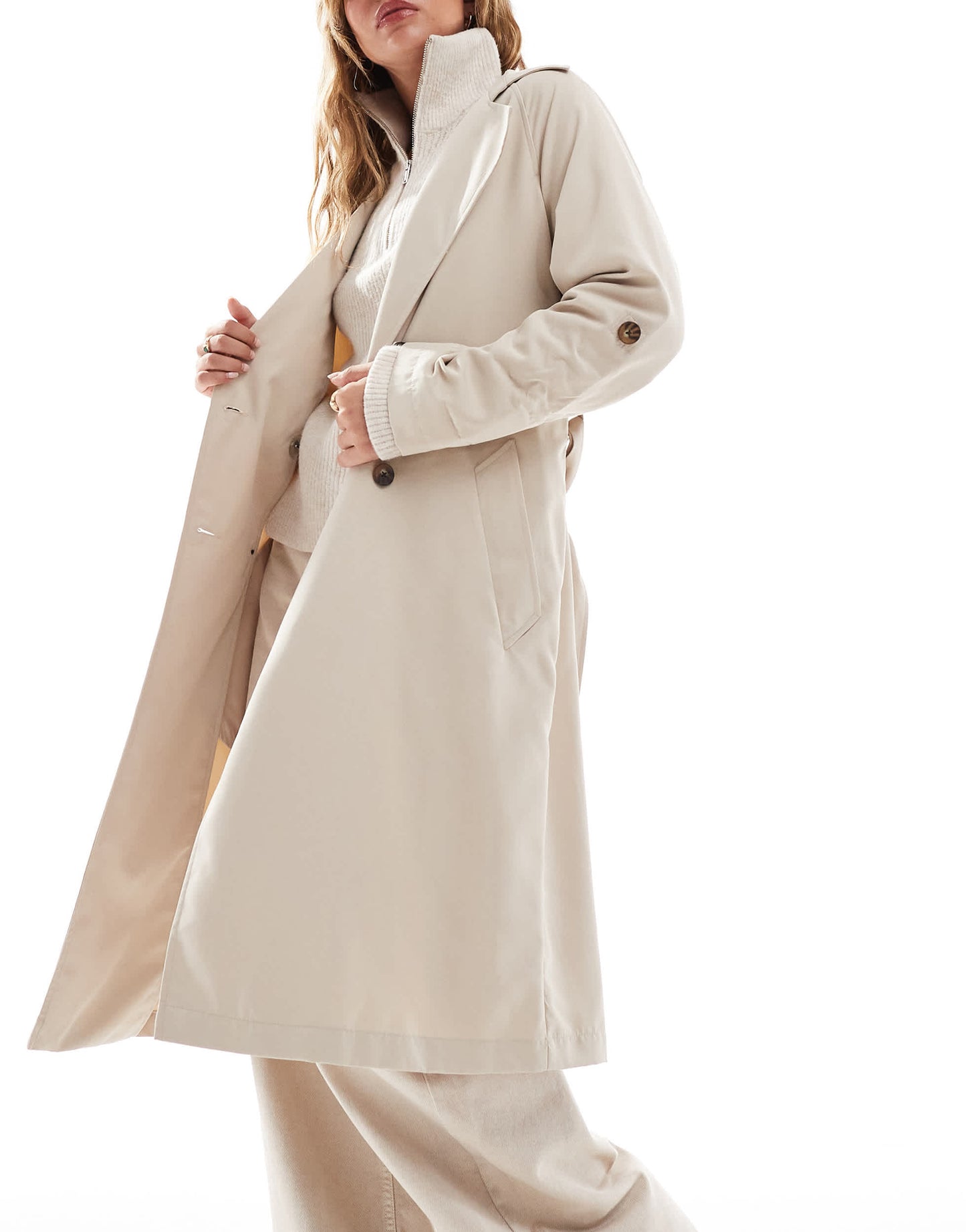 Stradivarius trench coat in stone