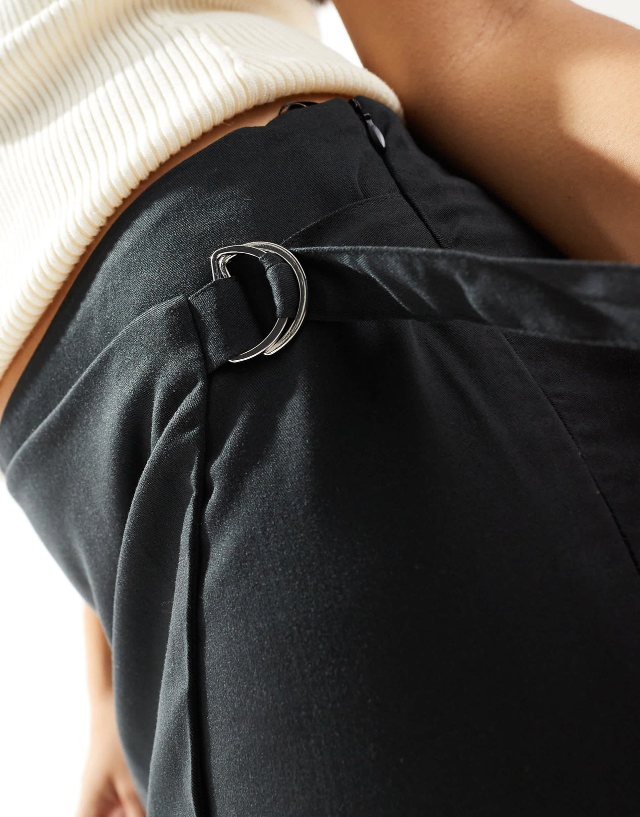 Pieces wrap front mini skirt in black